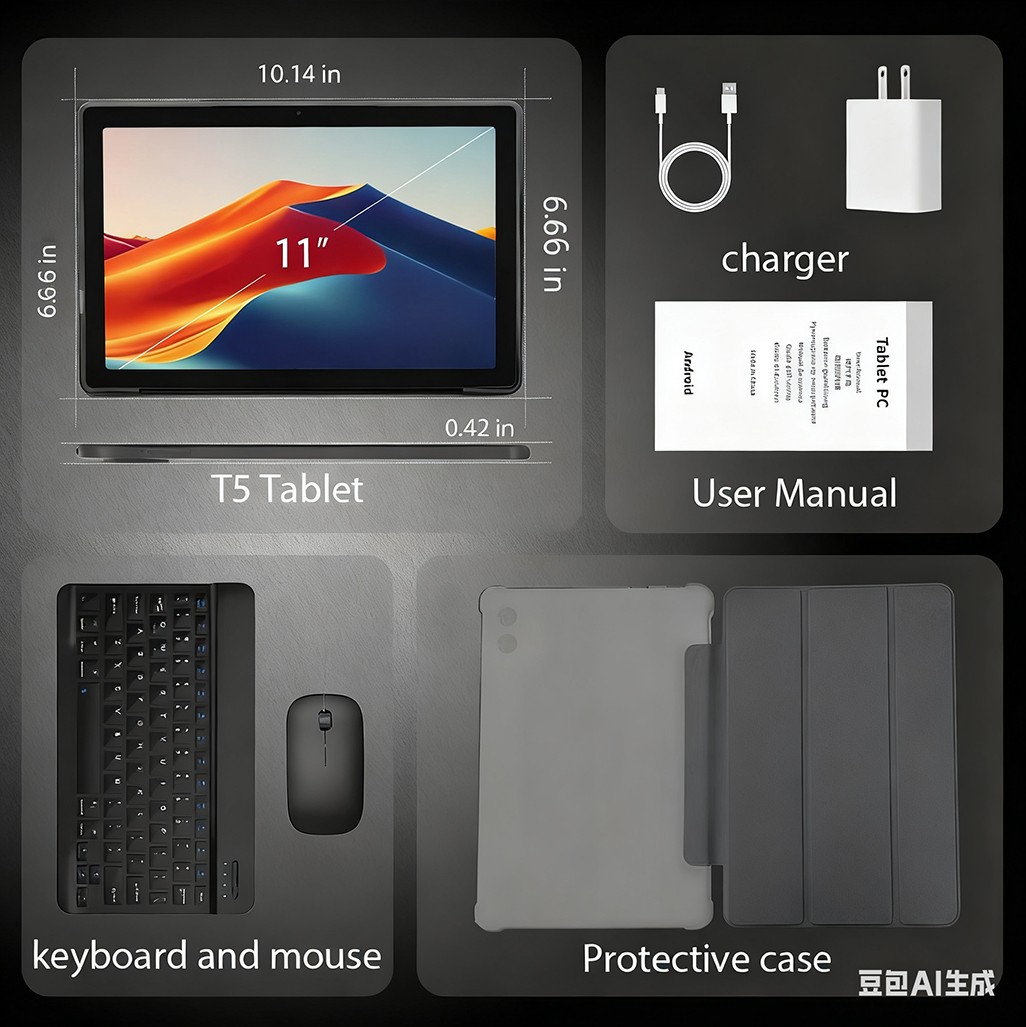 11 inch Android 14 Octa-Core 20GB RAM+128GB ROM Tablet with Keyboard,Mouse