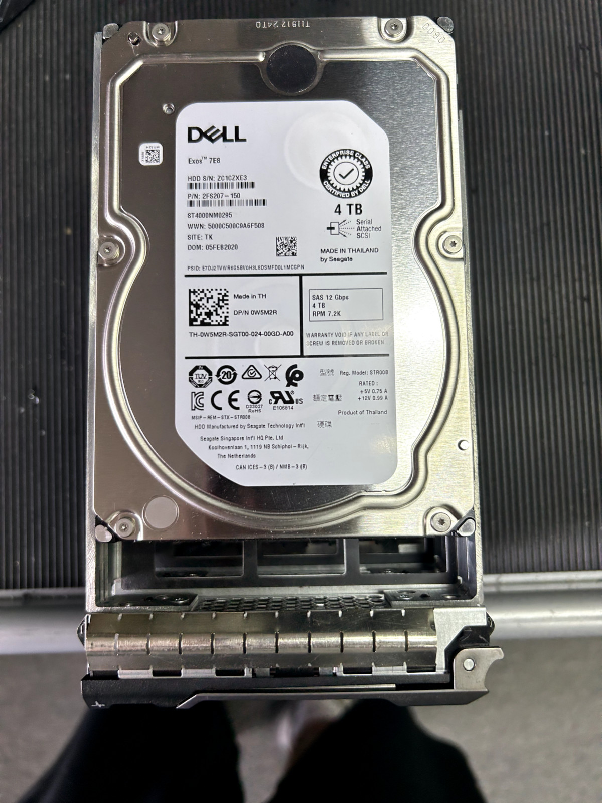 W5M2R Dell 4TB 7.2K SAS 12Gb/s 3.5in HDD 0W5M2R ST4000NM0295