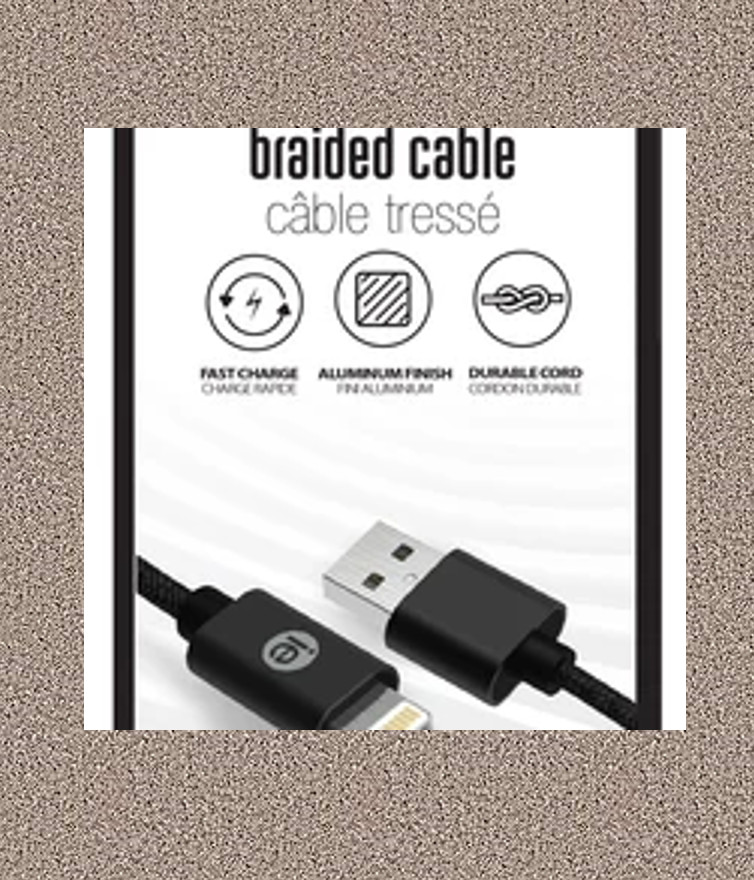 iEssentials IEN-BC6L-BK Braided Black 6ft Lightning USB Charging Cable