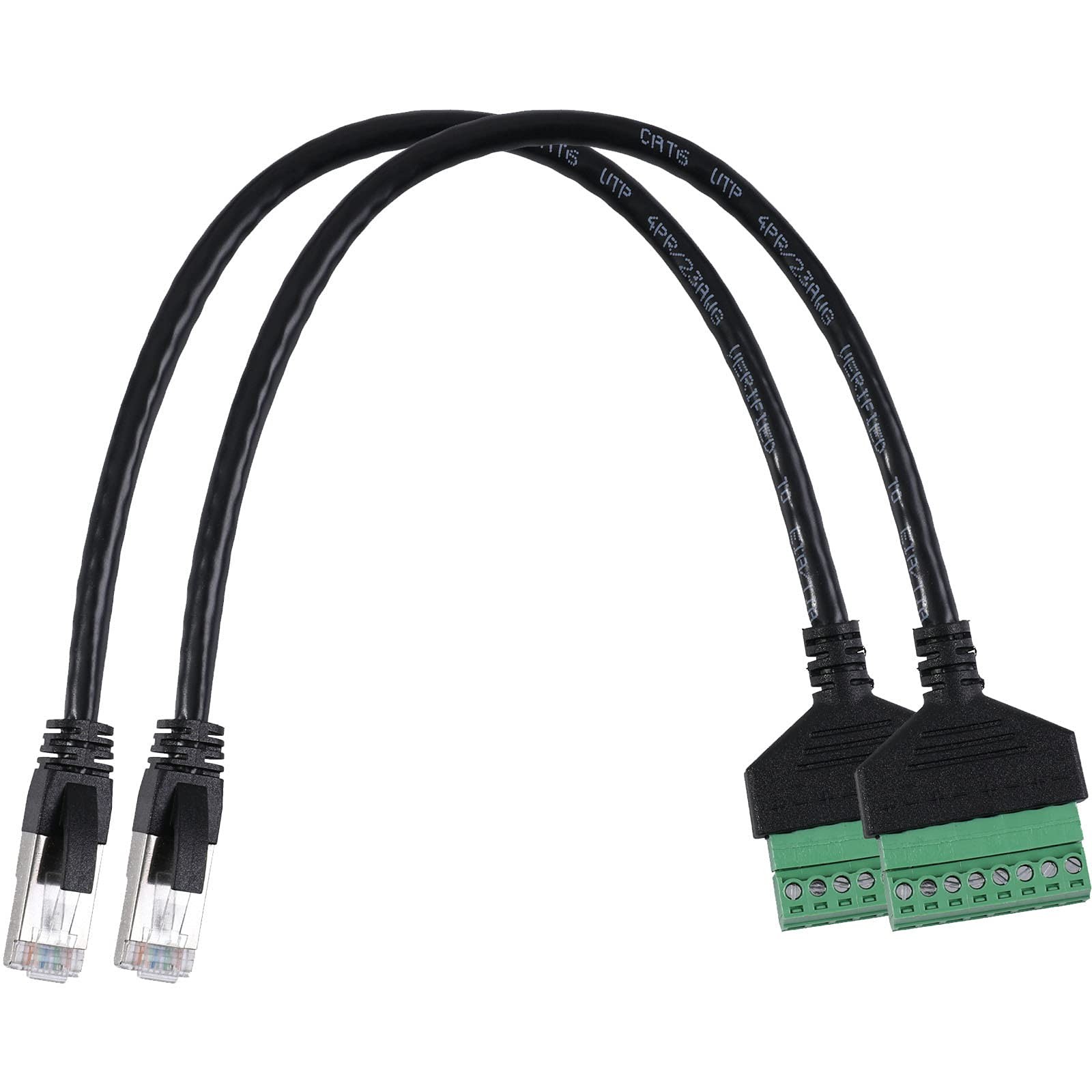 Jienk 2Pcs RJ45 Male to 8 Pins Terminal Adapter for Cat5 Ethernet Extender