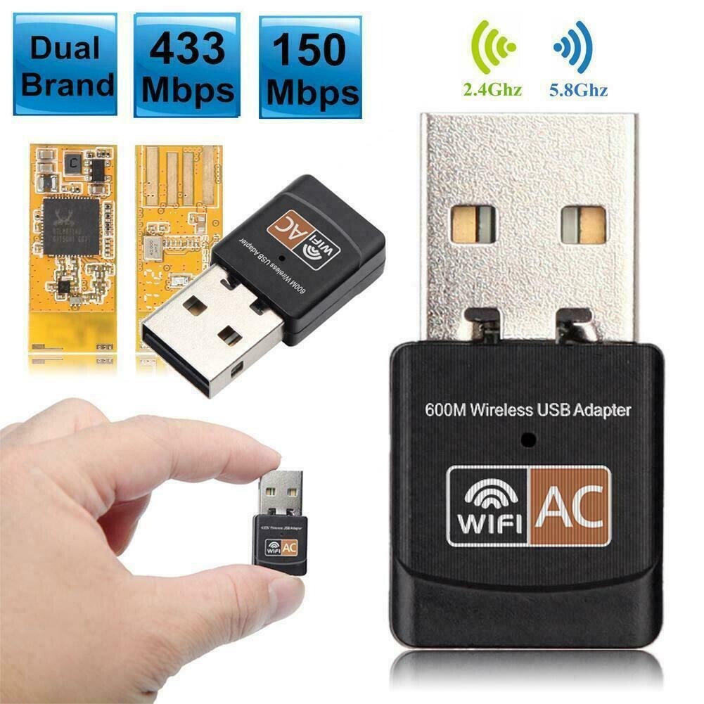 Wireless Lan USB PC WiFi Adapter Network 802.11AC 600Mbps Dual Band 2.4G / 5G #M