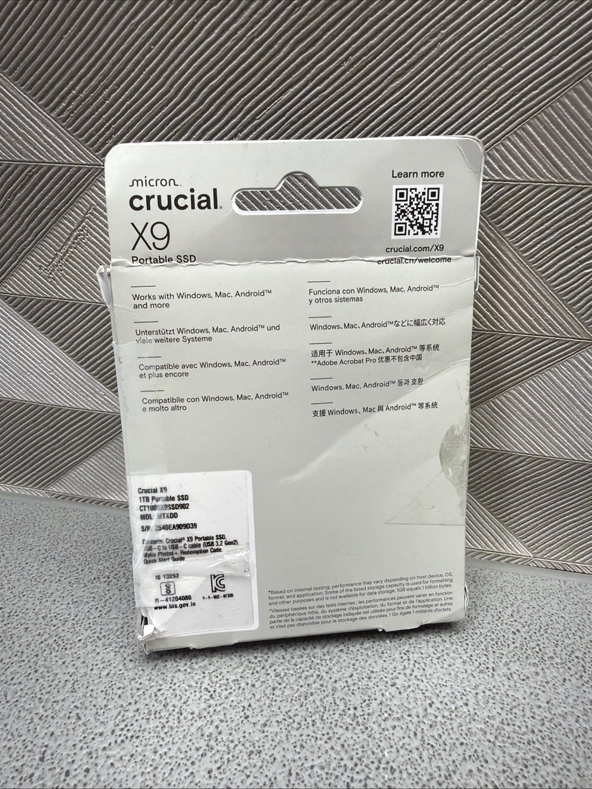 Crucial X9 1TB Portable SSD, Up to 1050MB/s USB 3.2 USB-C