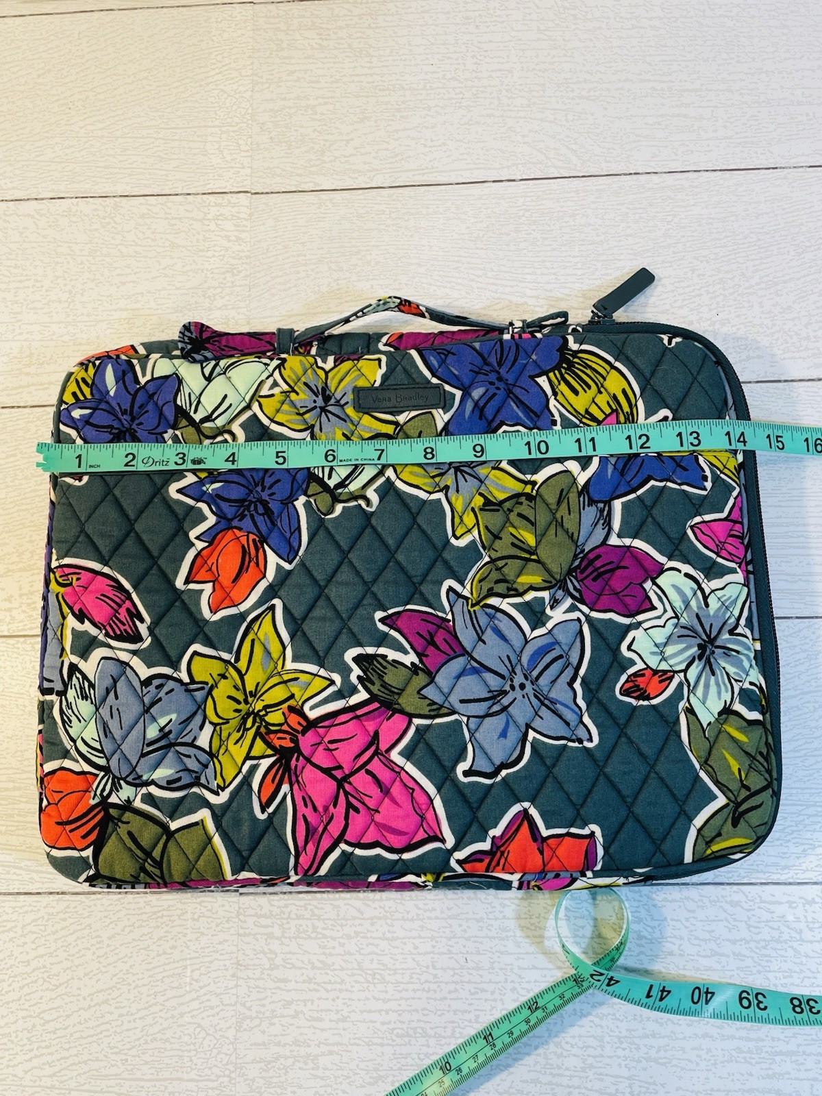 Vera Bradley Quilted Laptop Case Floral Padded Sleeve Travel Work Bag Colorful