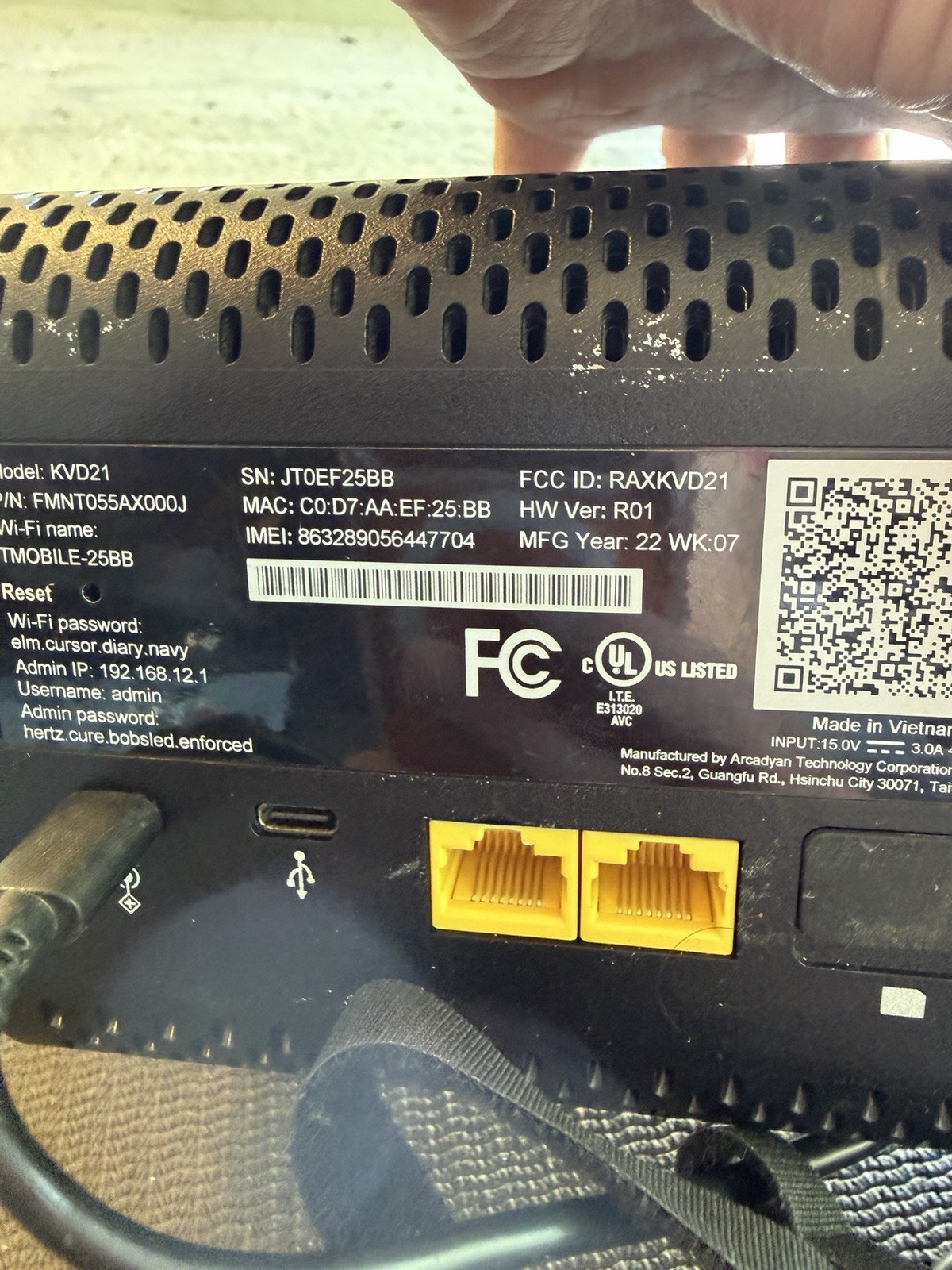 T-Mobile ARC KVD21 5G Home Internet Wi-Fi Gateway – Black 3 Used Tested