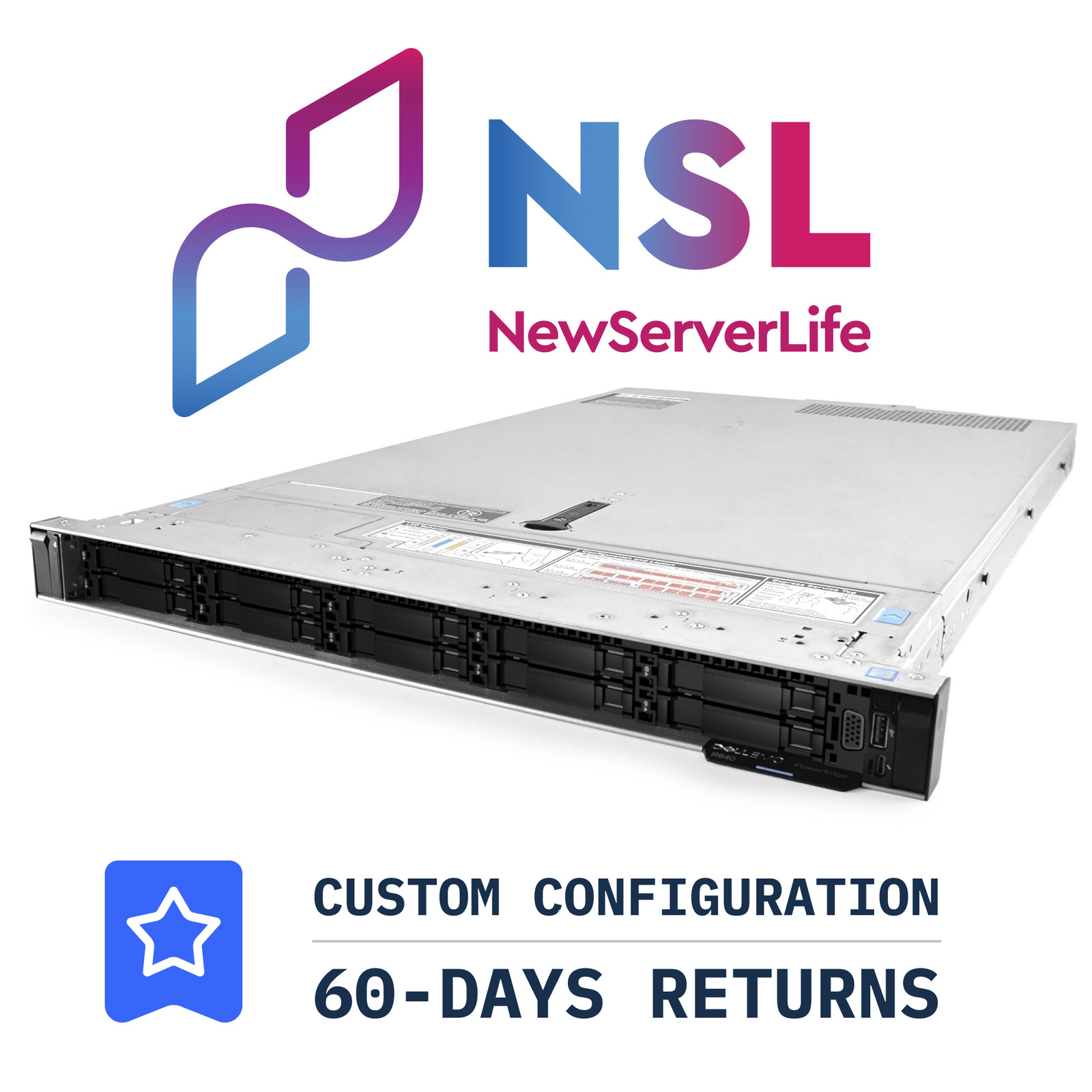 DELL R640 10SFF 4NVME Server 2x Gold 6152 2.1GHz =44 Cores 64GB H730p 4xRJ45