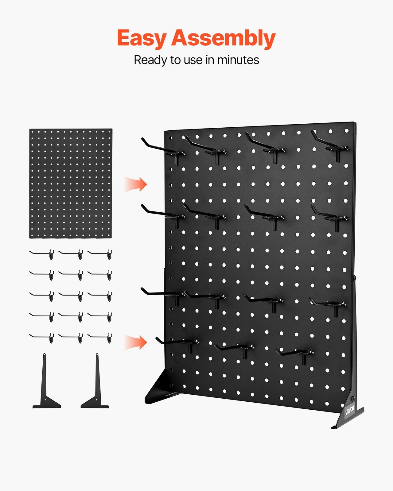 Pegboard Display Stand, 17 x 13 Inch Tabletop Pegboard Display Stand with 30 Hoo