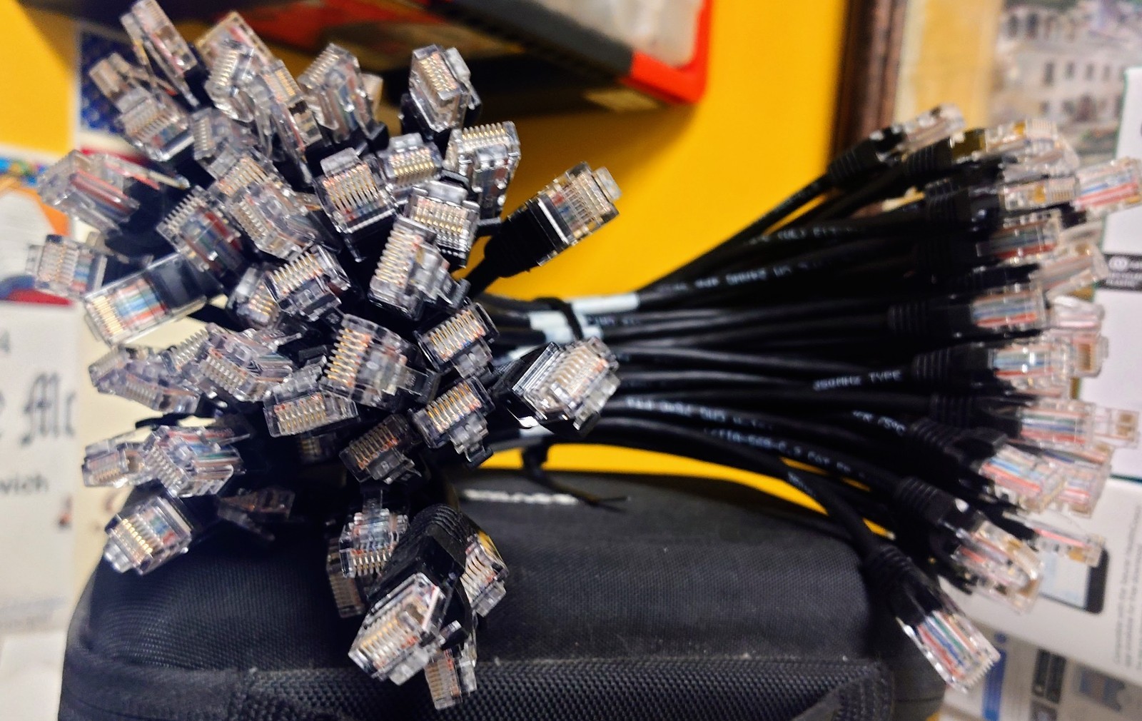 Lot of 45 – 1ft CAT5e Ethernet Network LAN Router Patch Cable Black ( Bulk )
