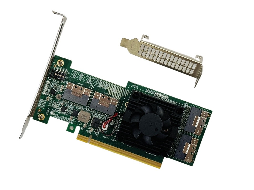 PLX8749 Expansion Card 4*SFF-8654 8I PCI-E X16 + 4*Baseplate 4*Cable X8X8X8X8