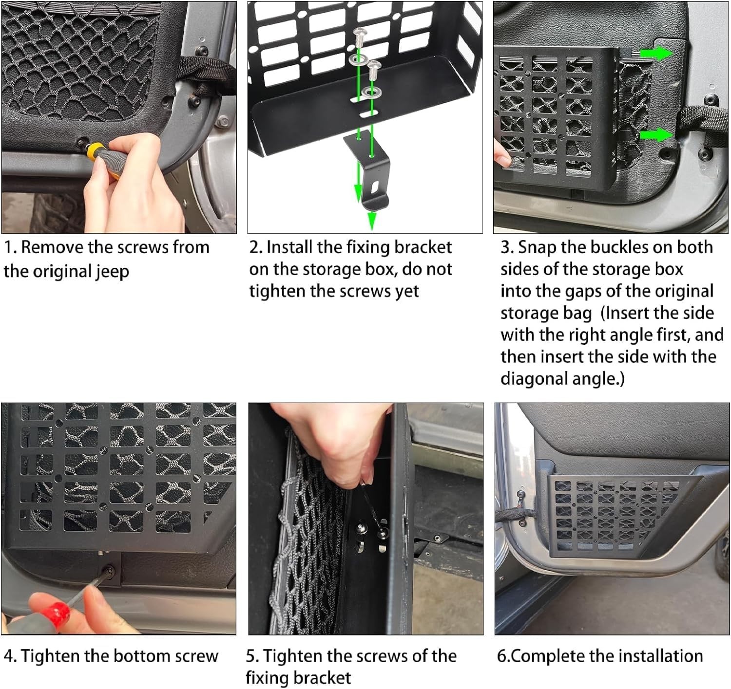 Metal Front Door Storage Pockets Compatible with 2007-2018 Jeep Wrangler JK J…