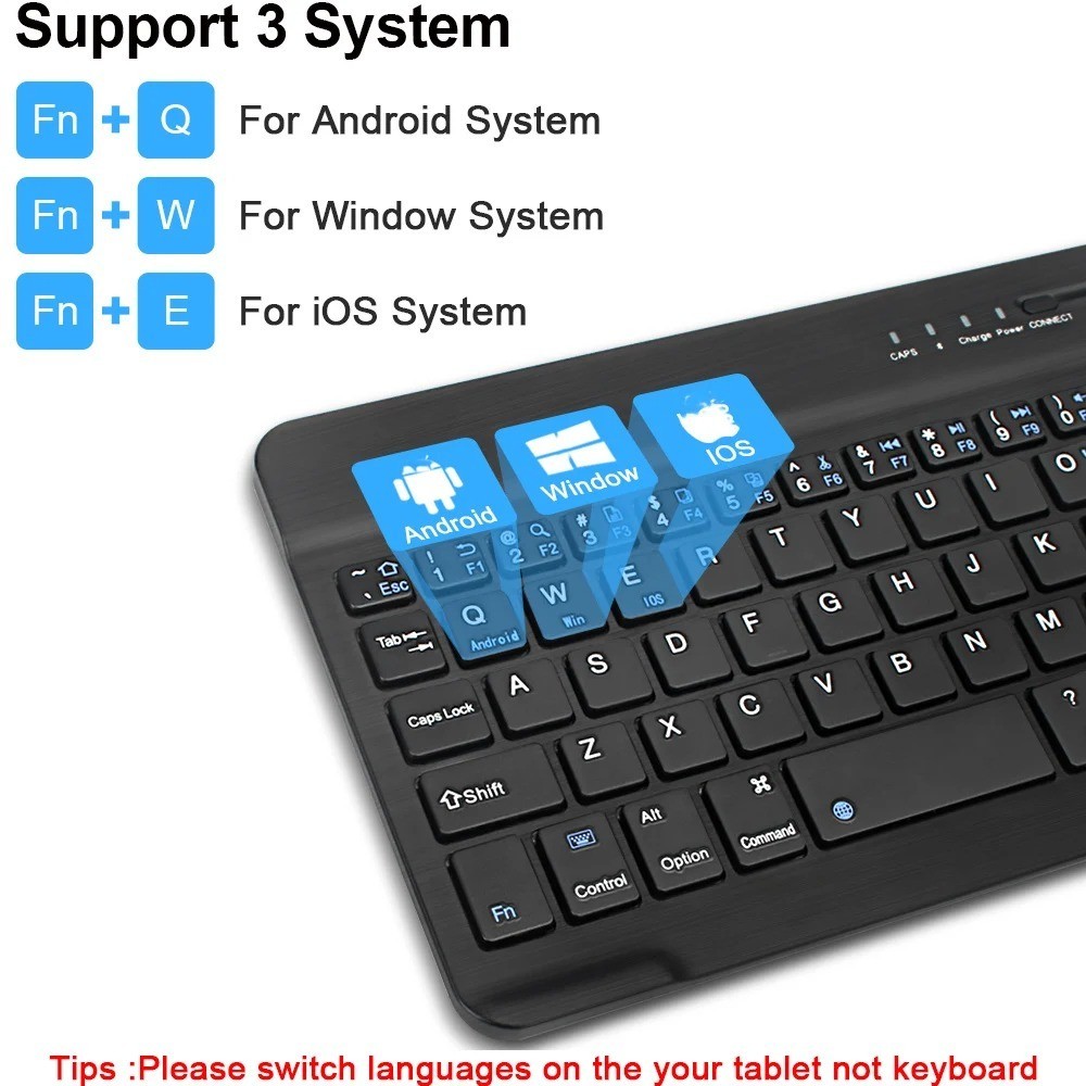 Bluetooth Wireless Keyboard Rechargeable for iPad Tablet Phone Laptop