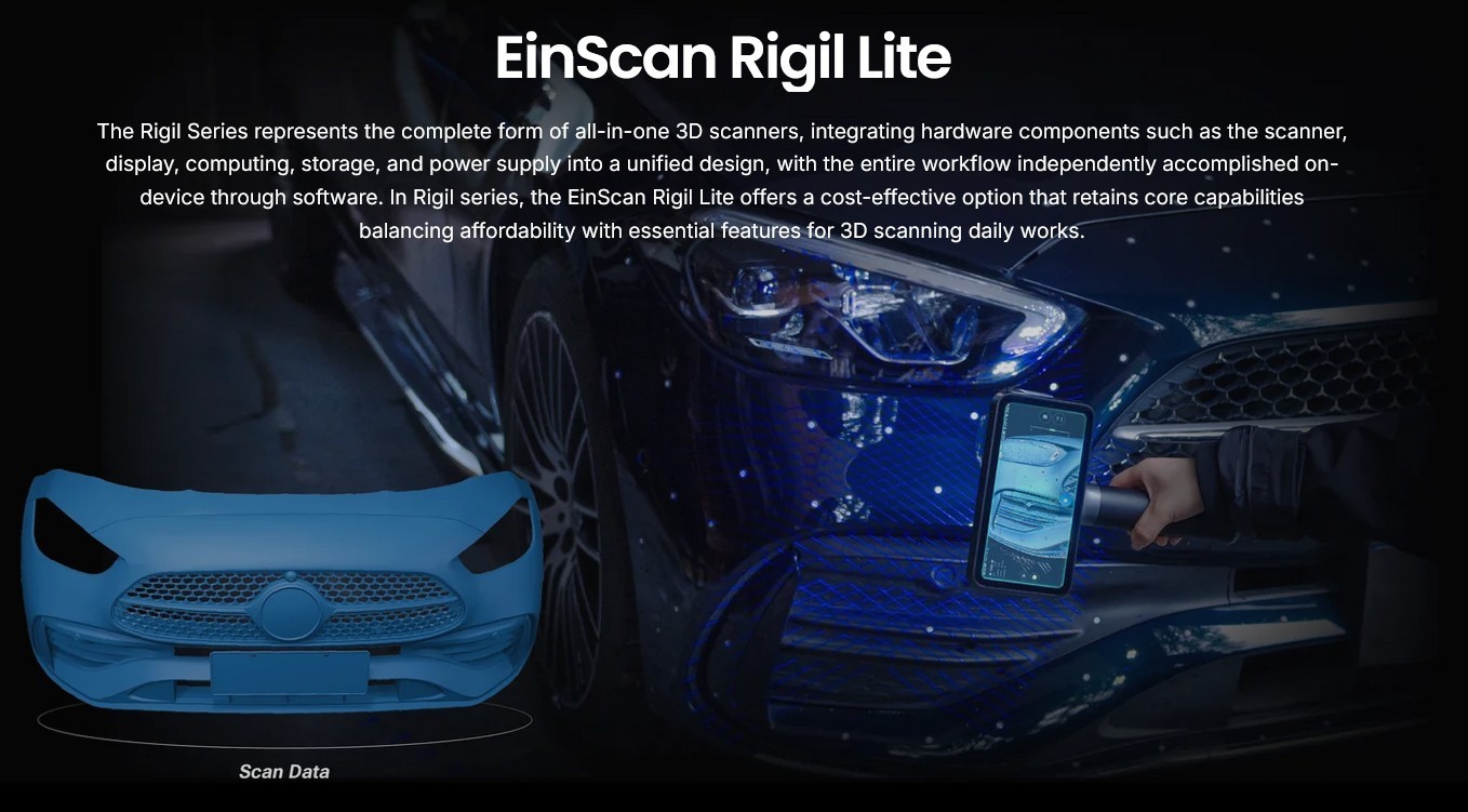 EinScan Rigil Lite Handheld 3D Scanner Wireless Laser IR Full Color CAD