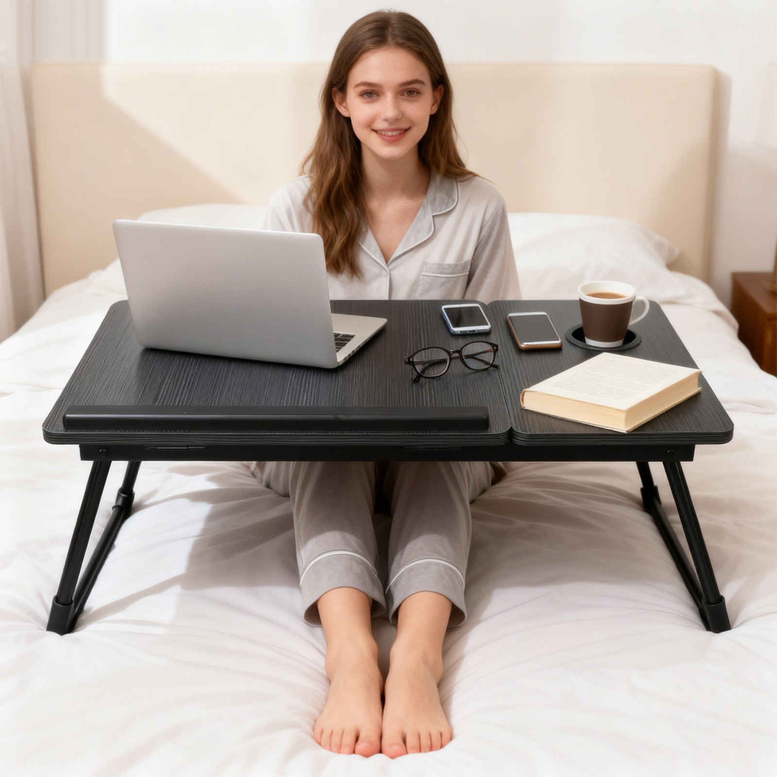 Foldable Laptop Table Stand Lap Sofa Bed Tray Computer Notebook Desk Adjustable