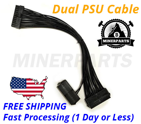24PIN 20+4 DUAL PSU Multiple Power Supply Splitter Adapter 33cm Cable – 2 PSU