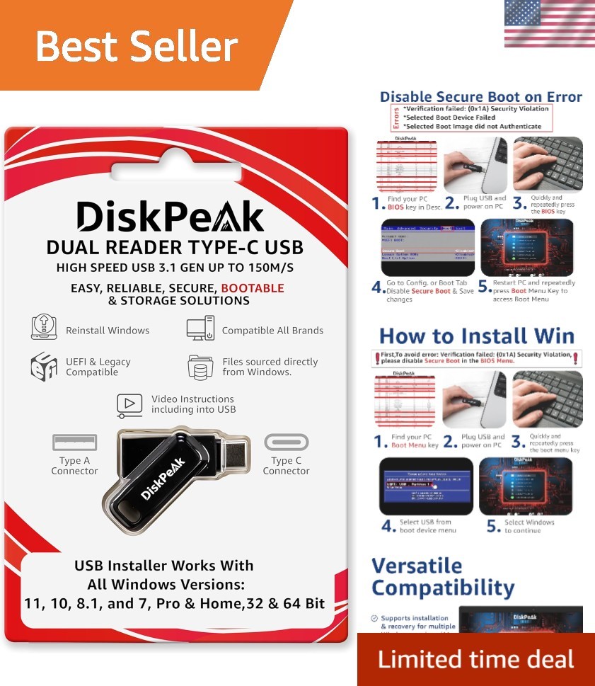 64GB Bootable USB Drive for Windows 11 & 10 – Clean Install, Upgrade, Reinsta…