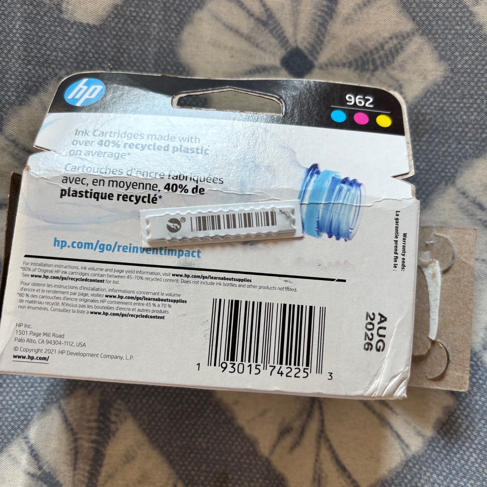 Genuine HP 962 Ink Cartridge Combo-C/M/Y-For HP 9016 9018 9025 Printer-3PK