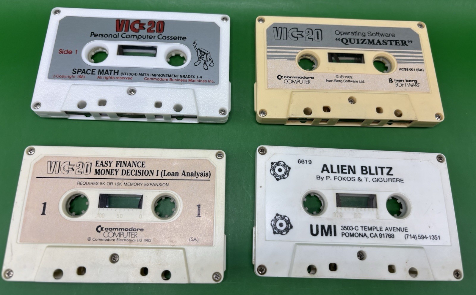 Commodore Vic 20 Computer Cassette Lot Of 4 Program and Alien Blitz Game