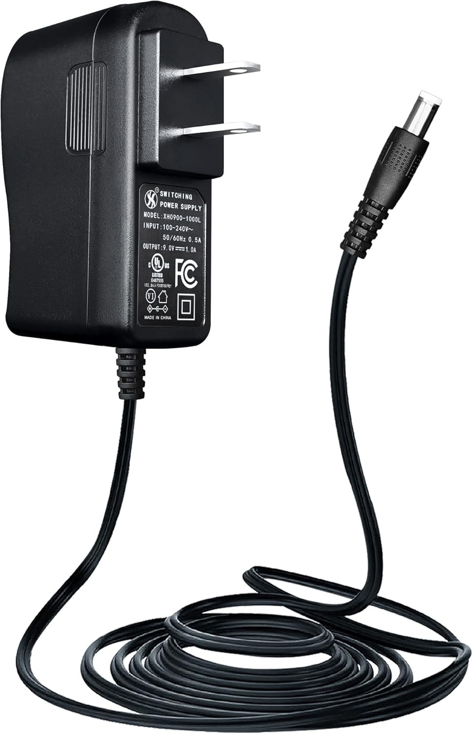 9V 1A/1000mA Power Supply Adapter with 10ft/3M Long Cord, AC 100-240V Black