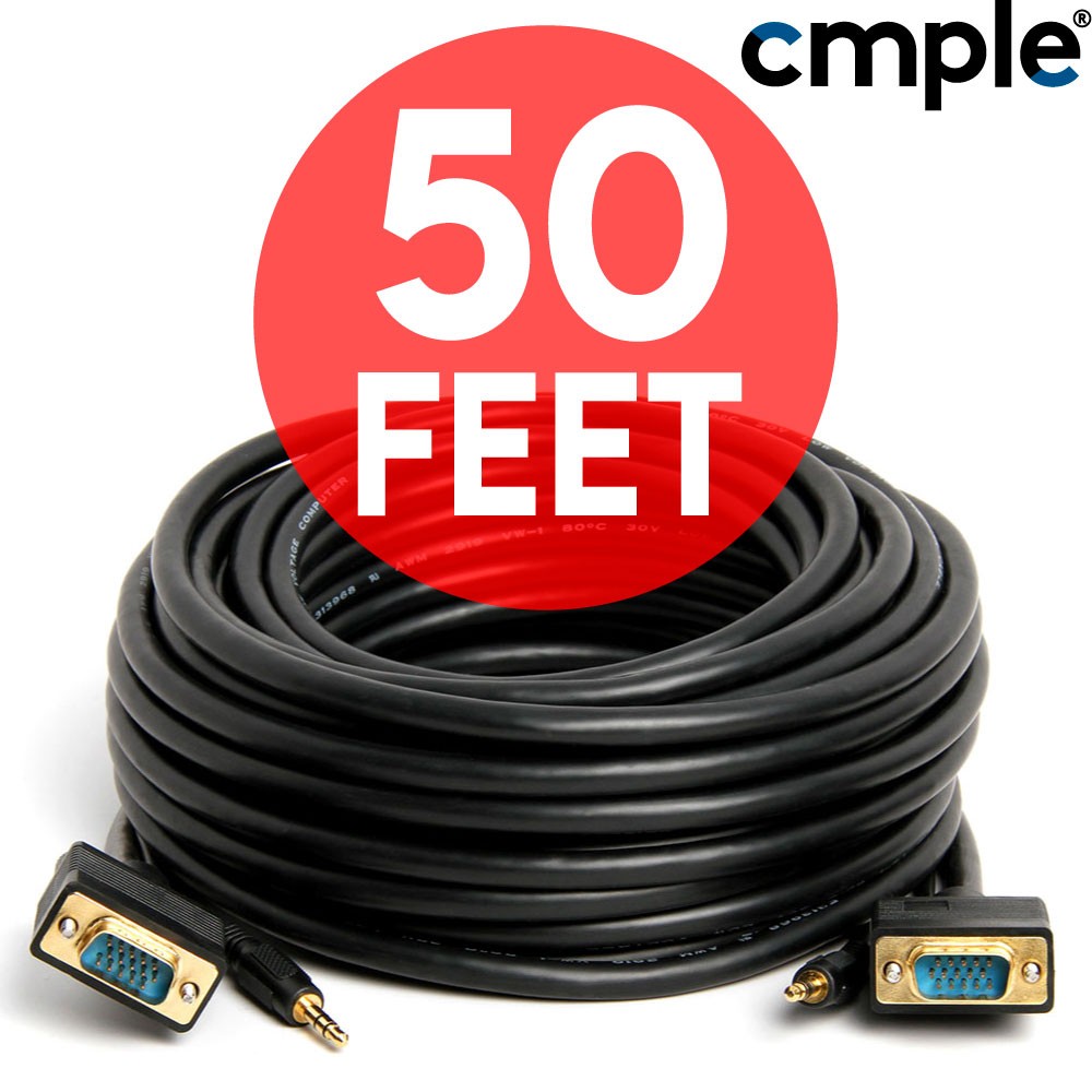 Super VGA Cable 15 PIN SVGA HD Monitor Cord 3.5mm Aux Audio TV HDTV DVR M to M