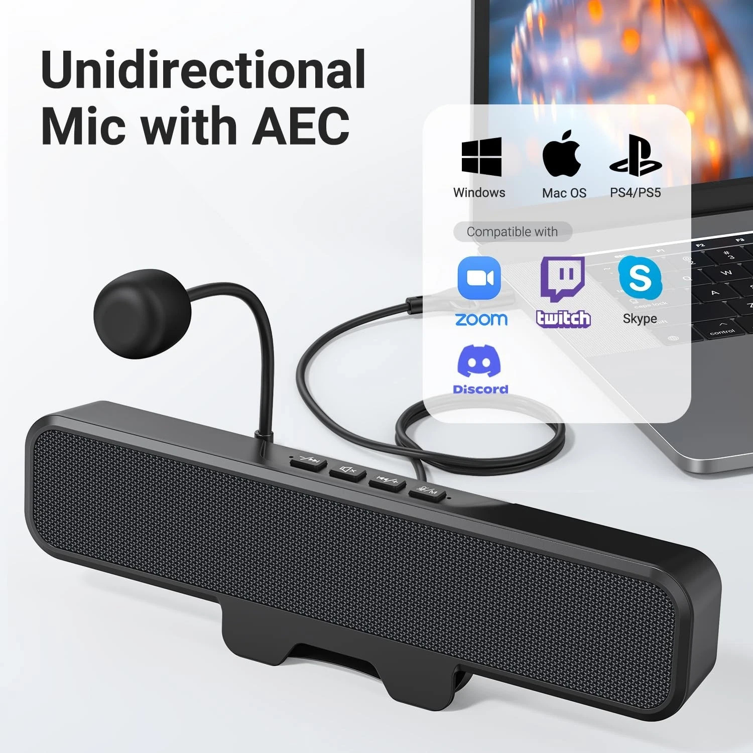 INGA Computer Speakers with Detachable Mic, Plug and Play Desktop Speakers