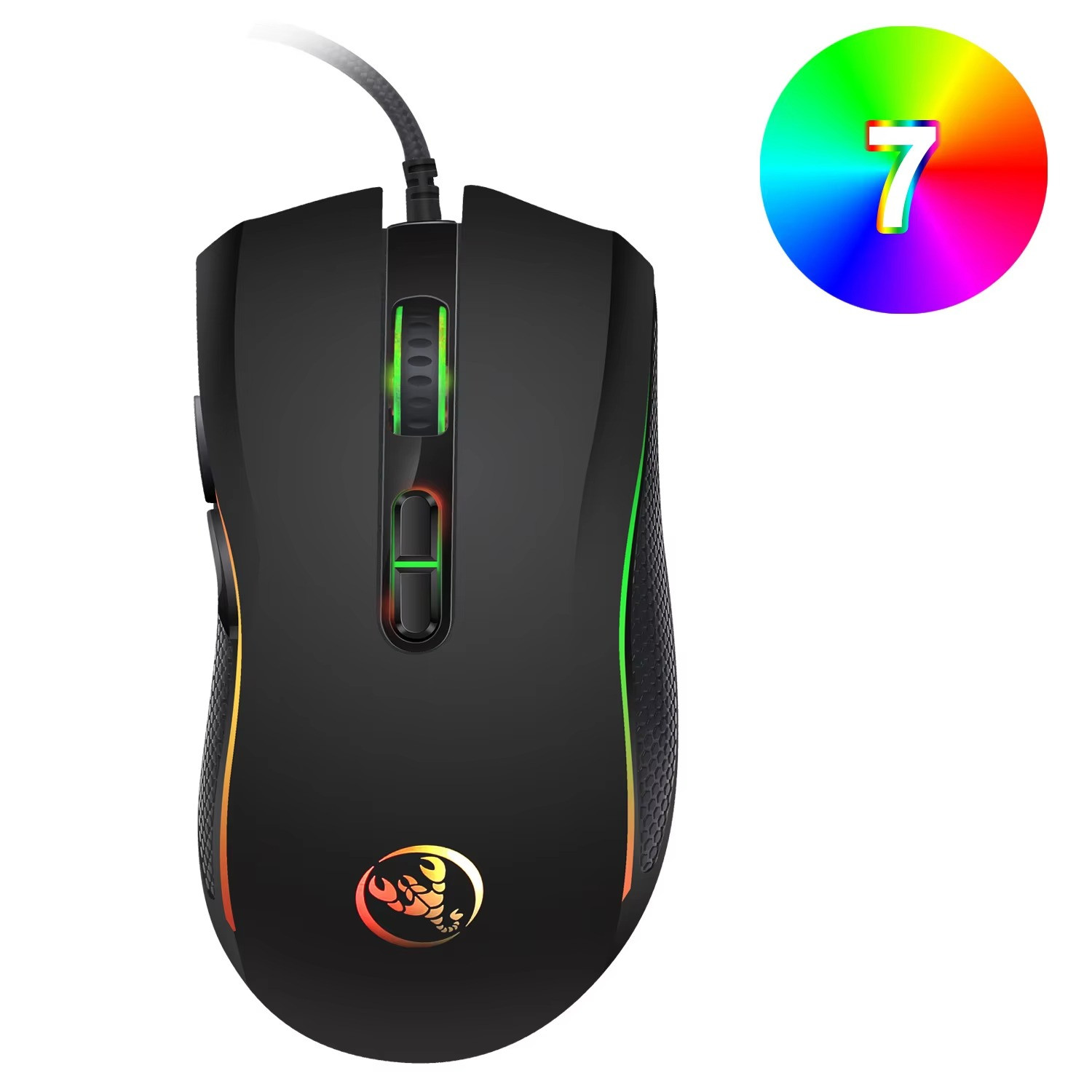 RGB Gaming Mouse 3200 DPI Ergonomic Optical Wired 7 Button LED for PC Gamer