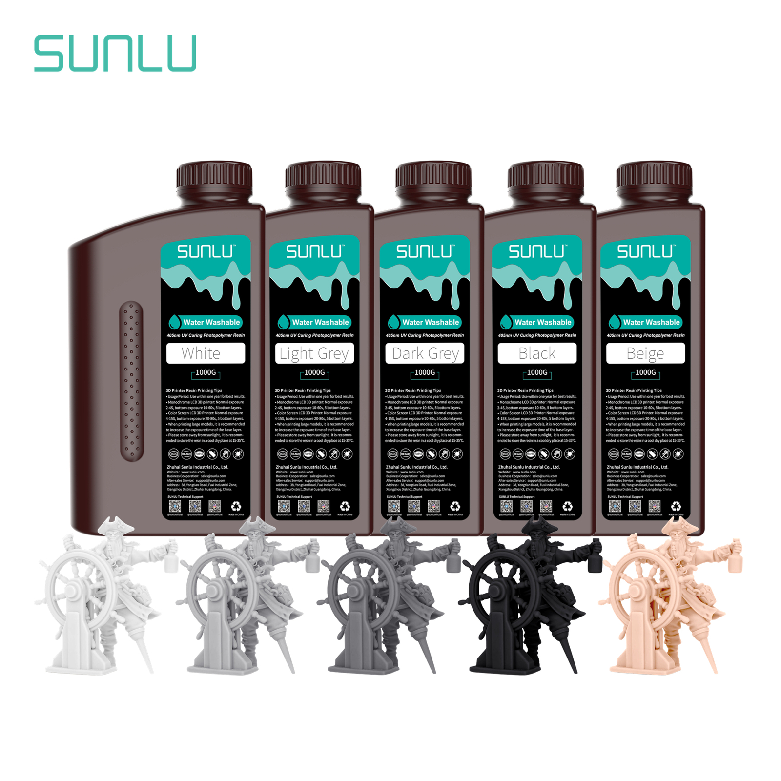 SUNLU 5KG Standard/Water Washable/ABS-Like/Nylon-Like/Plant-Base UV 405nm Resin