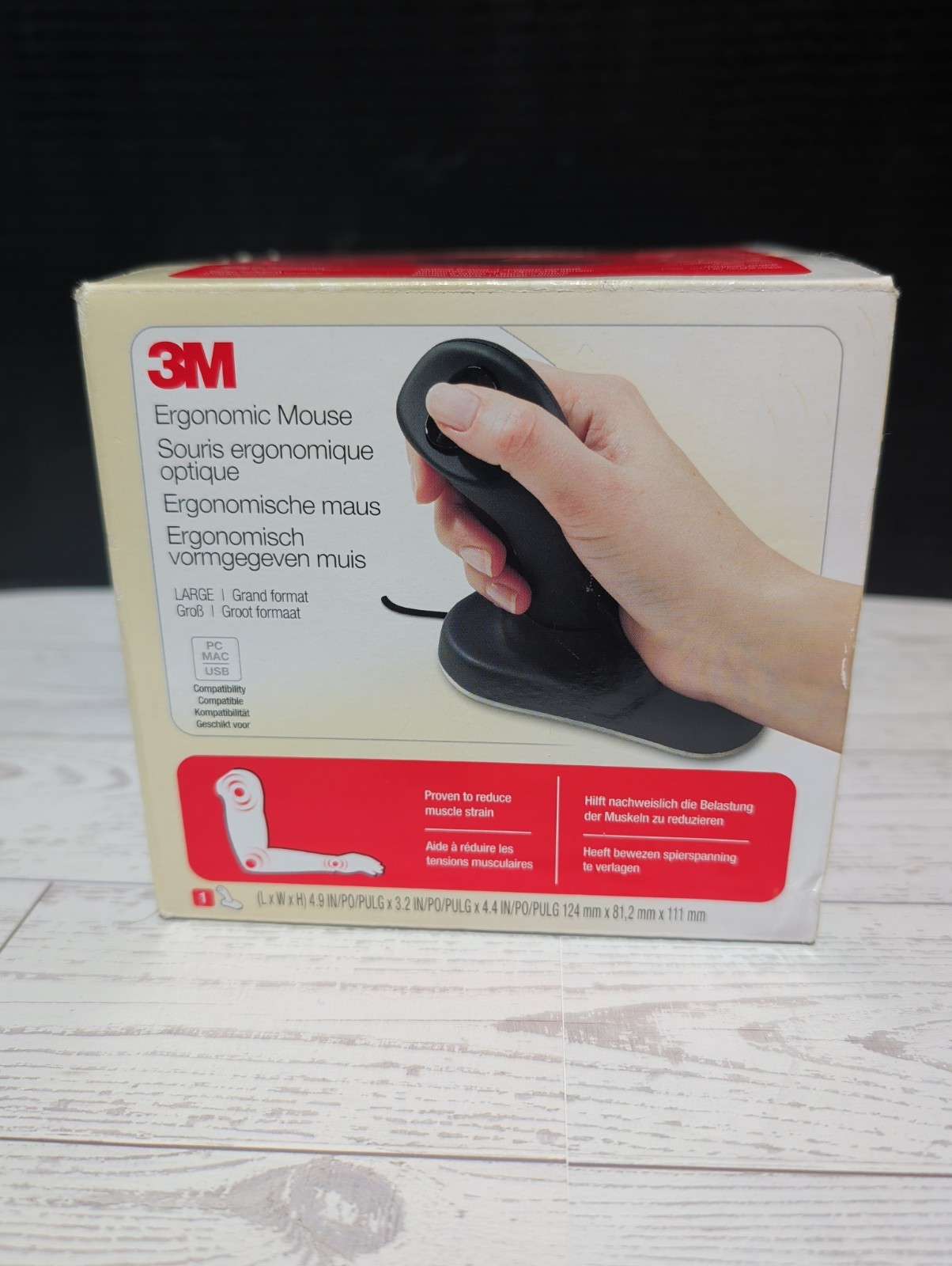 3M Ergonomic Optical Mouse EM500GPL Wired Black Vertical Mouse Tested Working