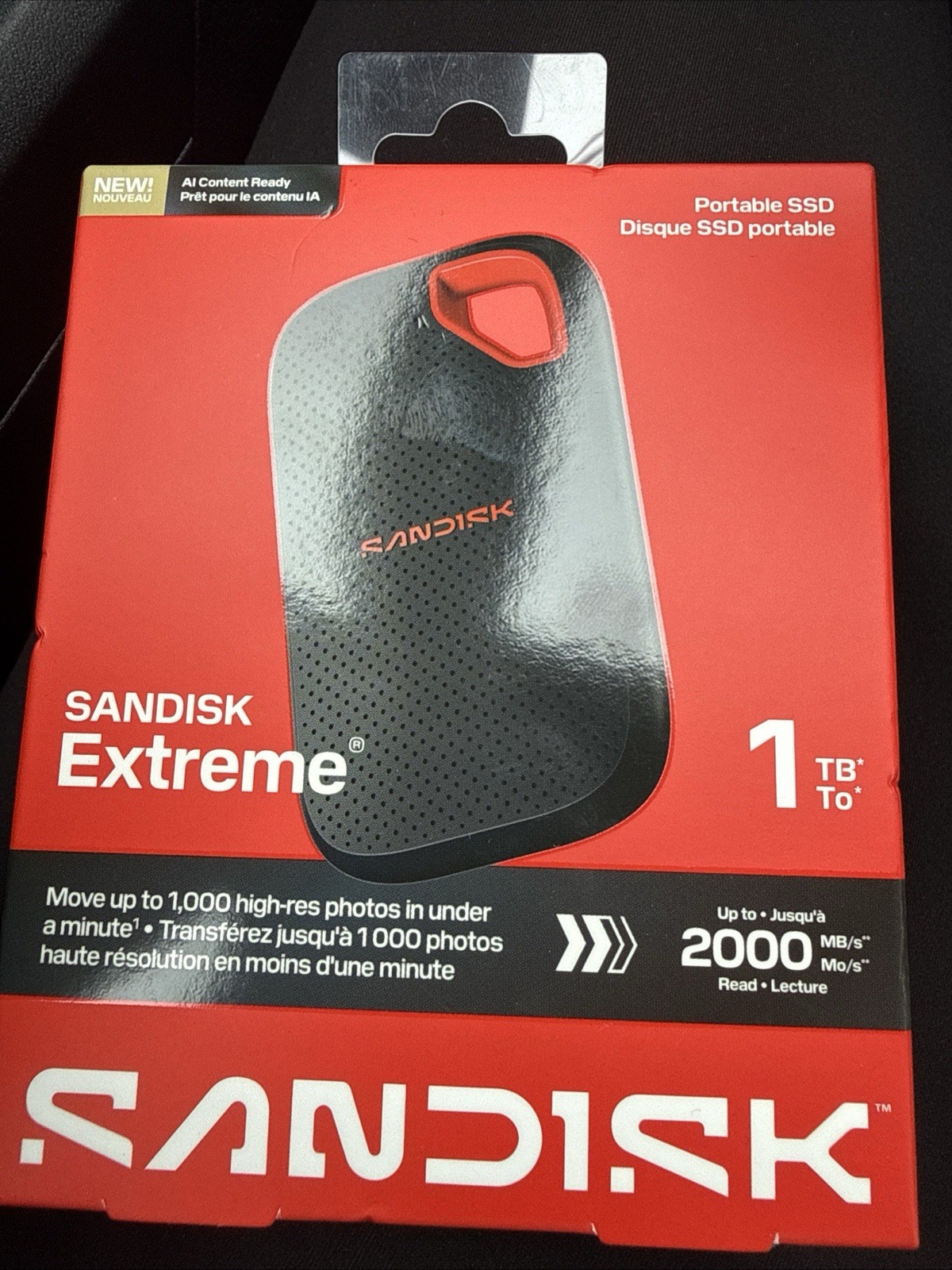 SANDISK – Extreme 1TB Portable SSD External USB , 2000MB/s SDSSDE70-1T00-G25