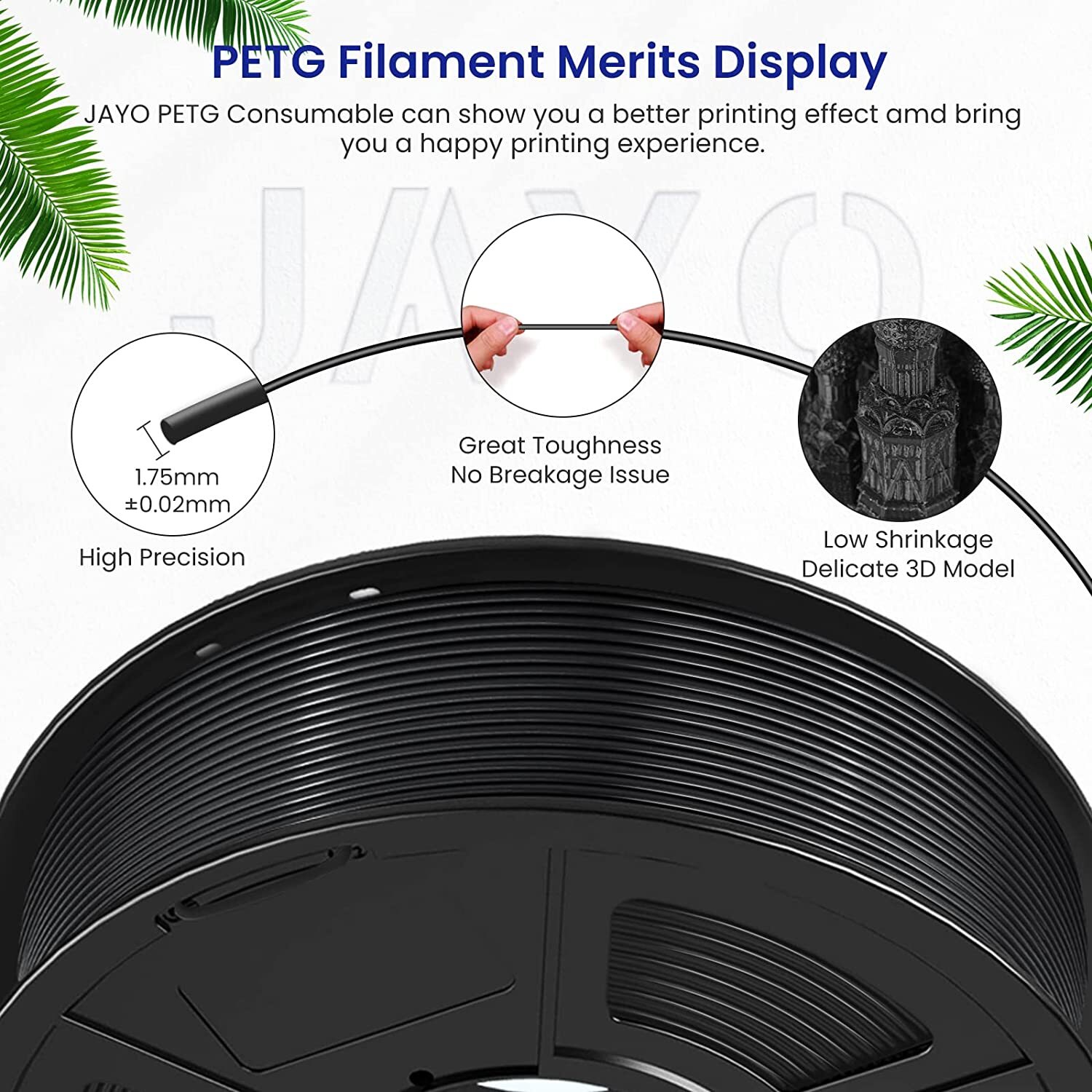 JAYO 10KG/20KG PLA Meta PETG SILK PLA+ ABS 3D Printer Filament 1.75mm 1.1KG LOT