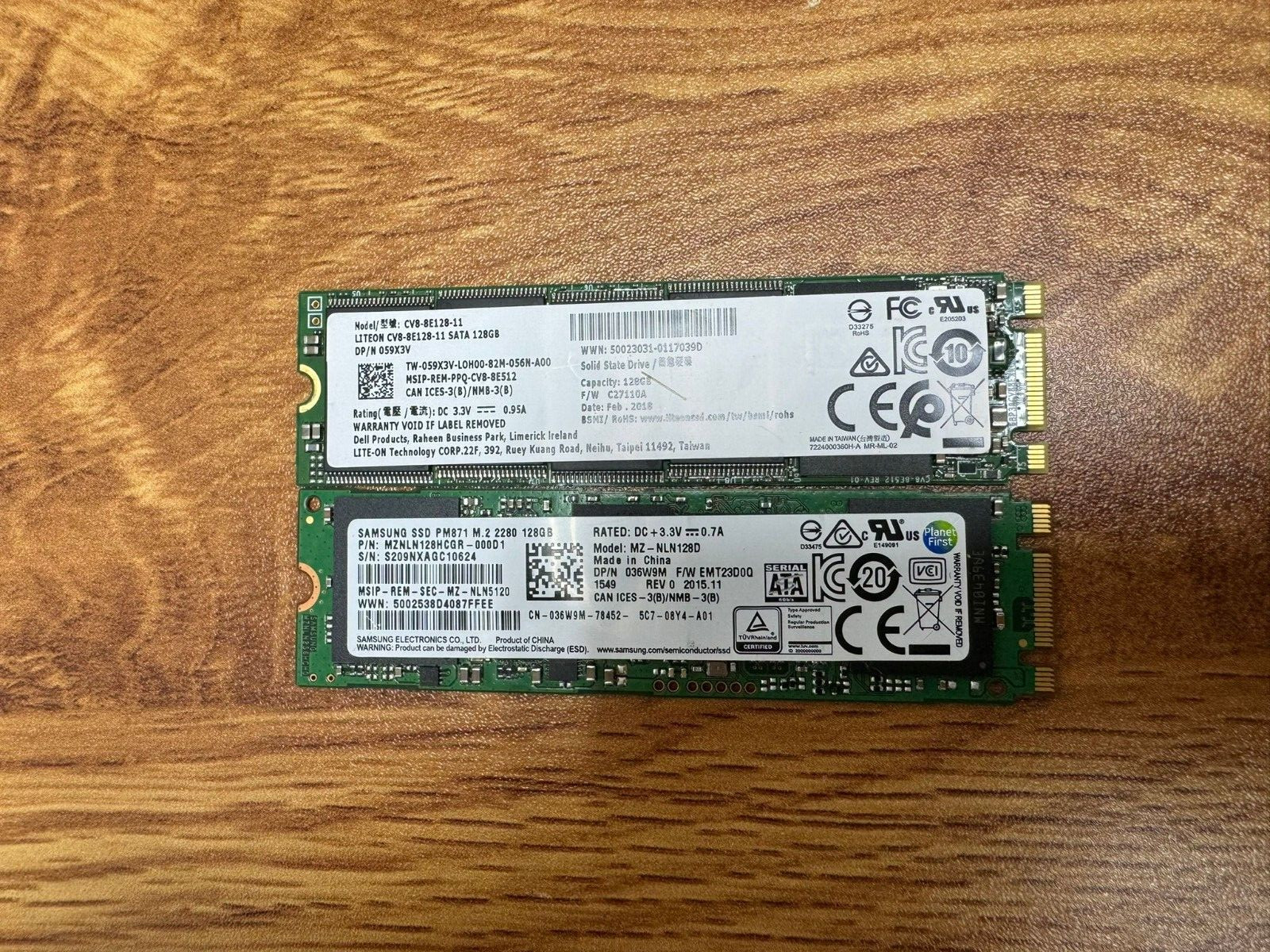 2 PACK! 128GB SSD M.2 2280 SATA Solid State Drive Major Brands, Samsung, LiteON