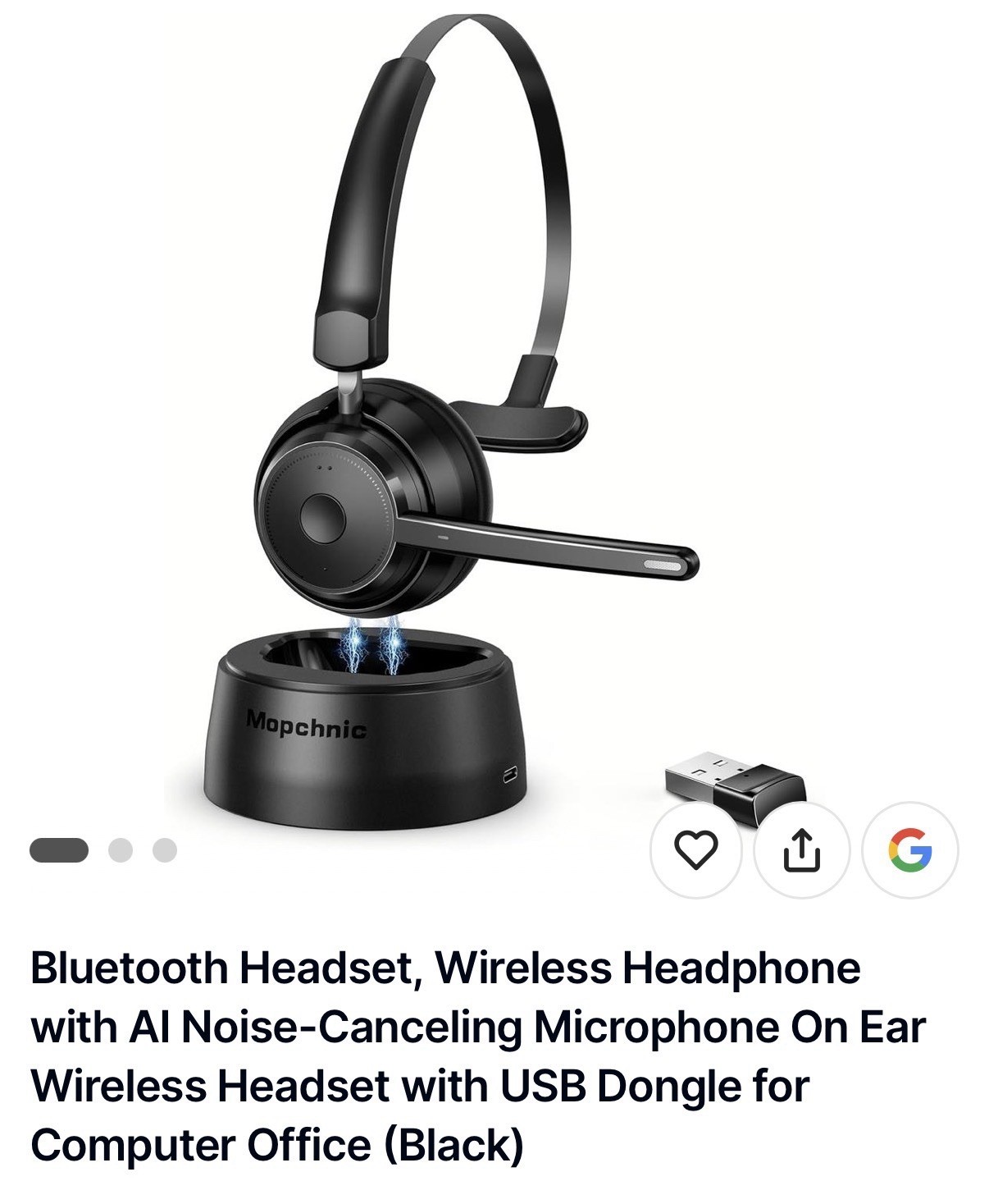 Mopchnic KH113M Bluetooth v5.0 USB Adapter AI Noise-Canceling Mic Black