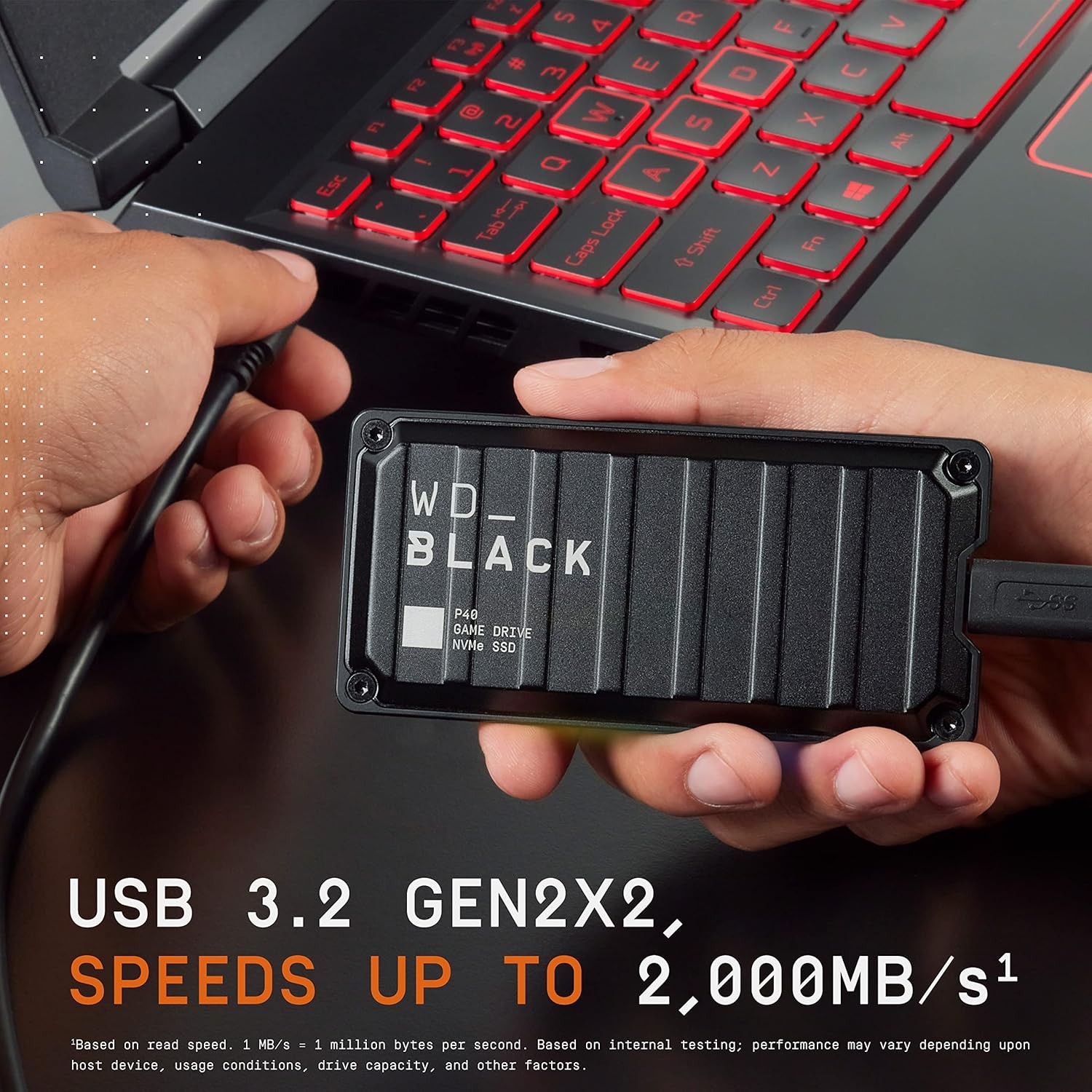 Western Digital 1TB Portable External SSD RGB Lighting Up to 2000MB/s Fast 1TB