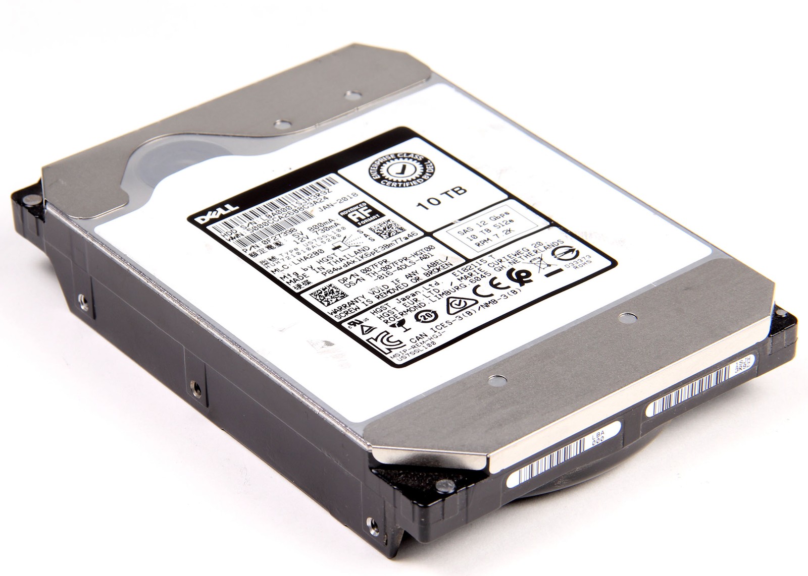 Dell 07FPR 10TB SAS 3.5in 7.2K 12G 512E HUH721010AL520 HDD