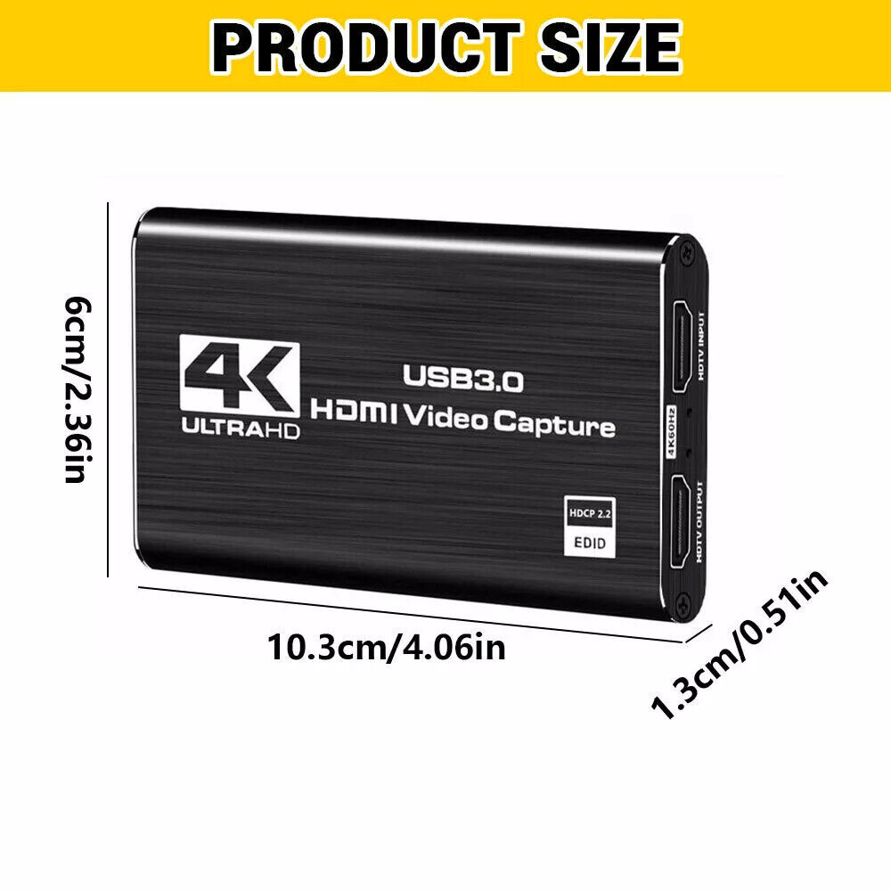 USB 3.0 4K Audio Video Capture Card HDMI Video Capture Device Full HD Recording