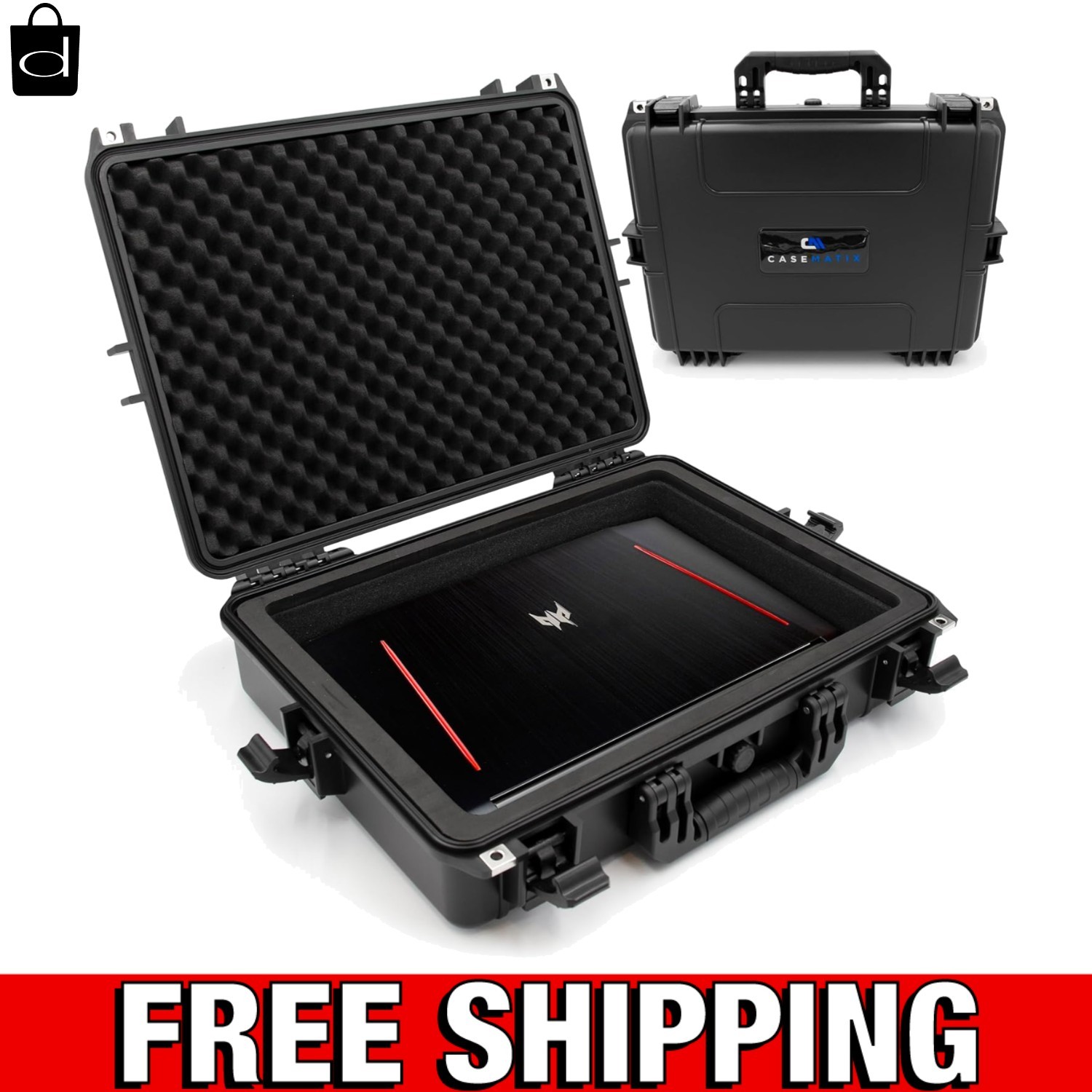 Lightweight Waterproof Hard Case for 15.6-17.3″ Gaming Laptops & Accessories
