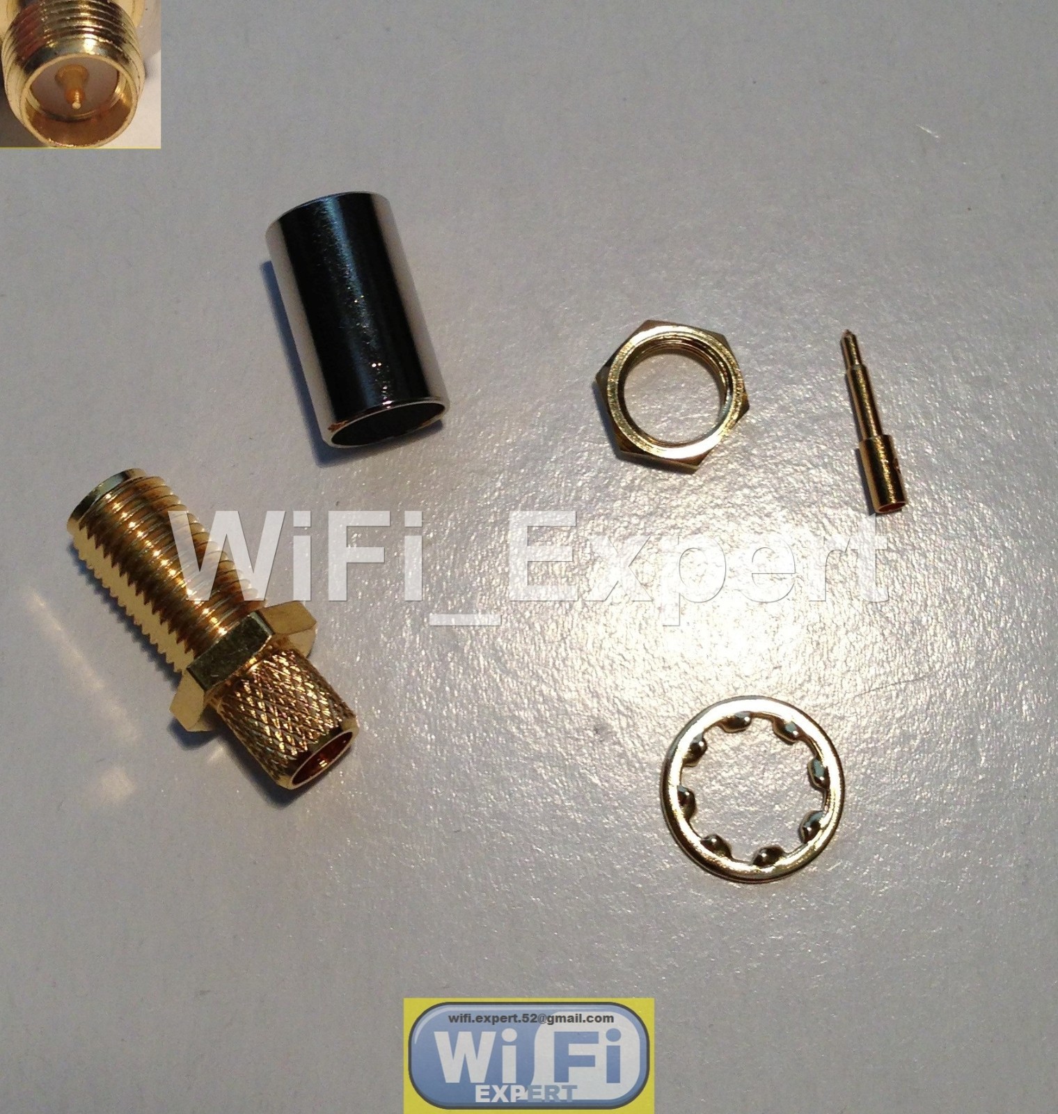 RP-SMA Bulkhead male pin crimp for RG-8X LMR240 RG8X cable RF Connector USA