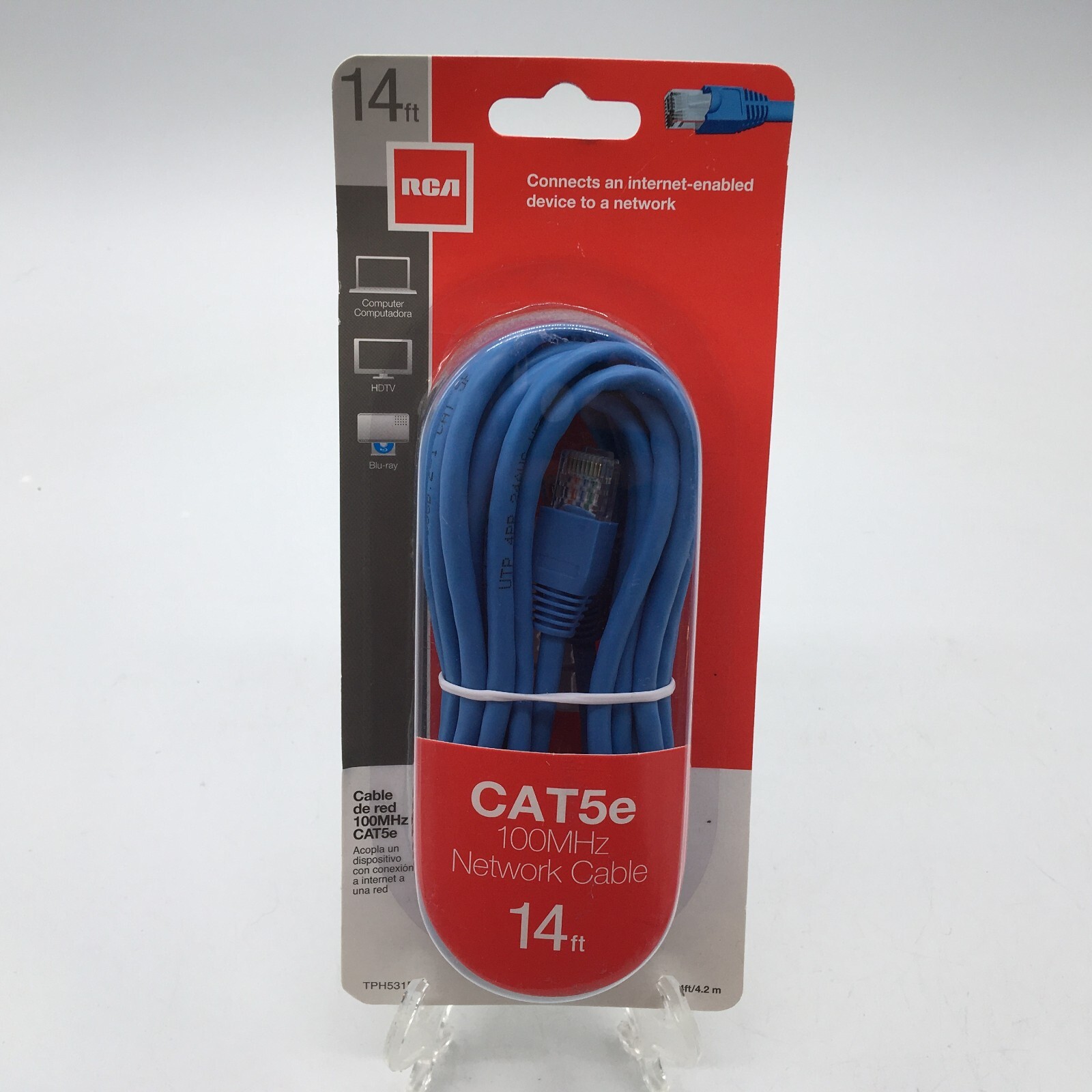 RCA CAT5e 100MHz Network Cable 14ft Blue TPH531BR For Computer, HDTV, Blu-ray