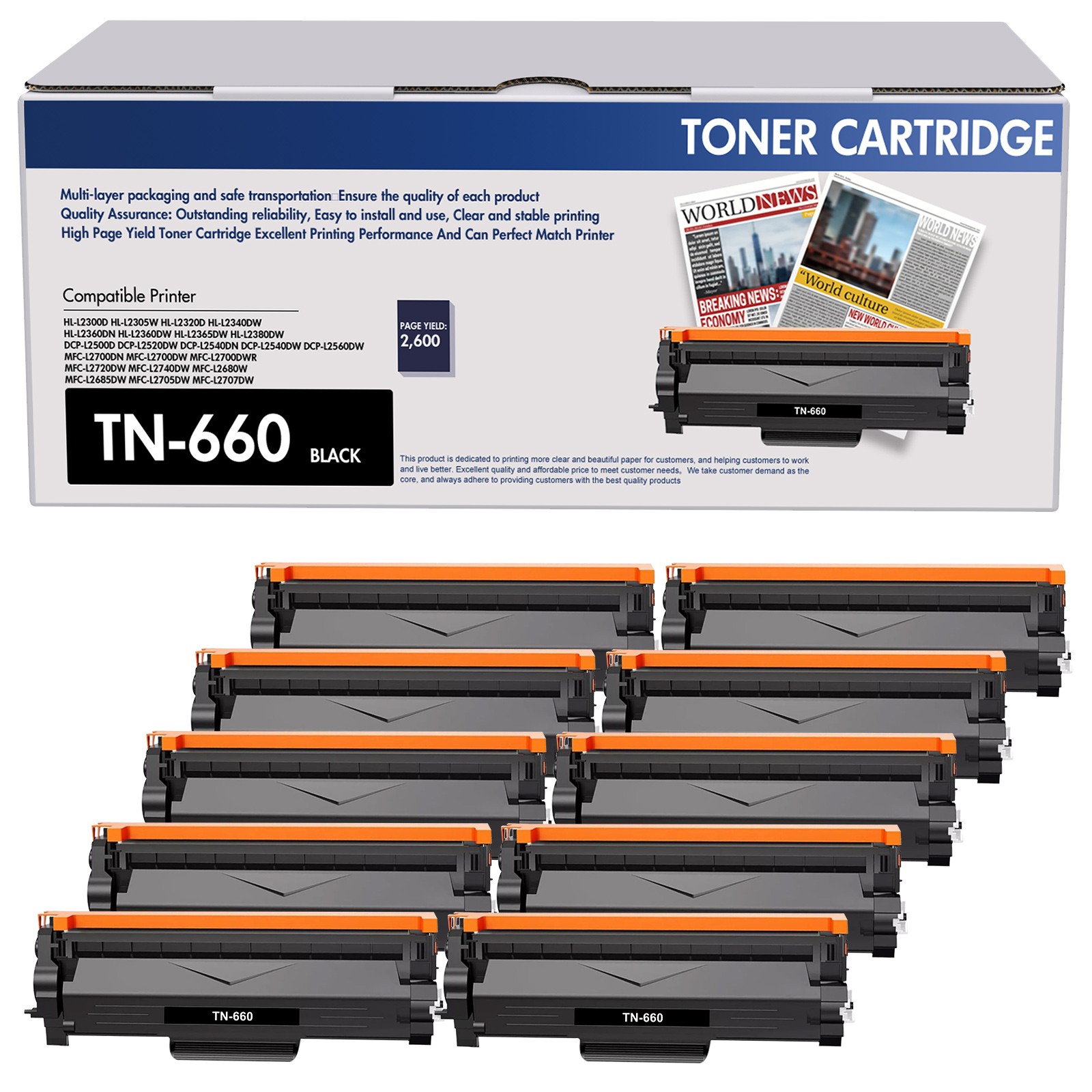 TN660 Toner Compatible With Brother HL-L2300D DCP-L2540DW MFC-L2705DW TN630 lot