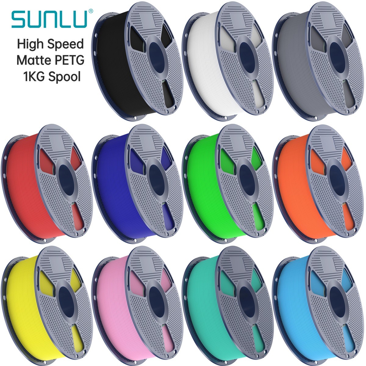 5/10KG SUNLU High Speed Matte PETG 3D Filament 1.75mm 30mm/s-600mm/s Print Range