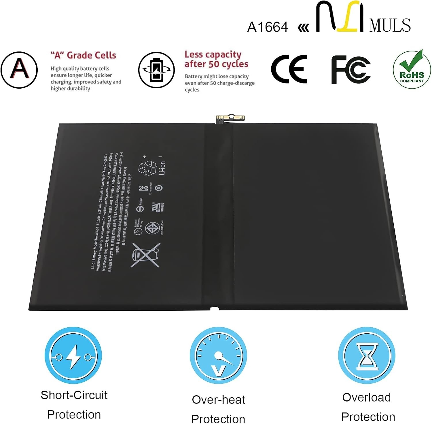 New iPad Pro 9.7 A1664 A1673 A1674 Internal Li-ion Battery Replacement 7306 mAh