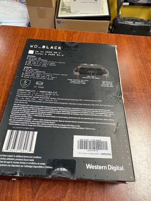 Western Digital WD_BLACK P40 Game Drive 1TB External Portable SSD USB-C 2000MB/s