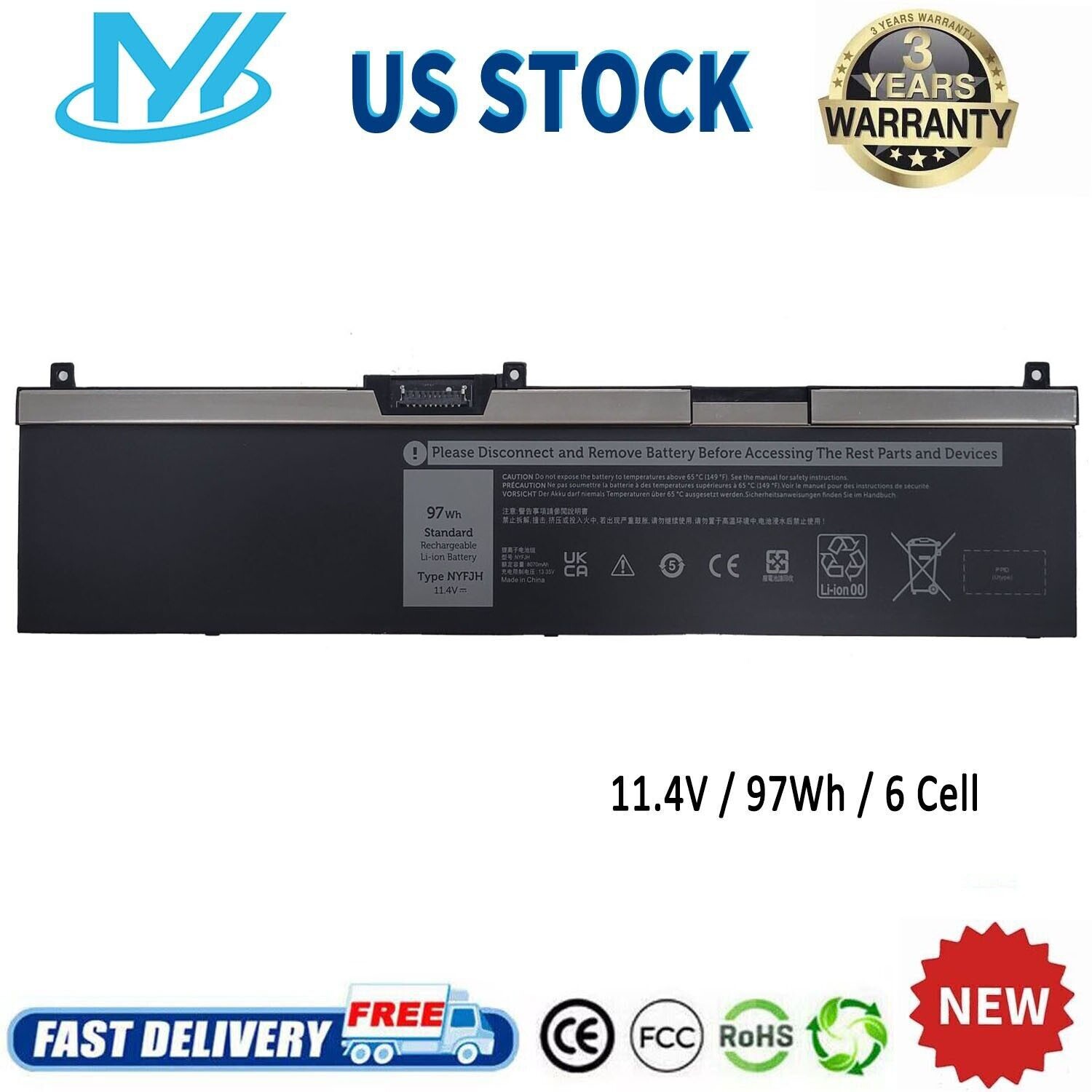 ✅10* NYFJH Battery For Dell Precision 7530 7730 7540 7740 P34E P74F 0WMRC GW0K9