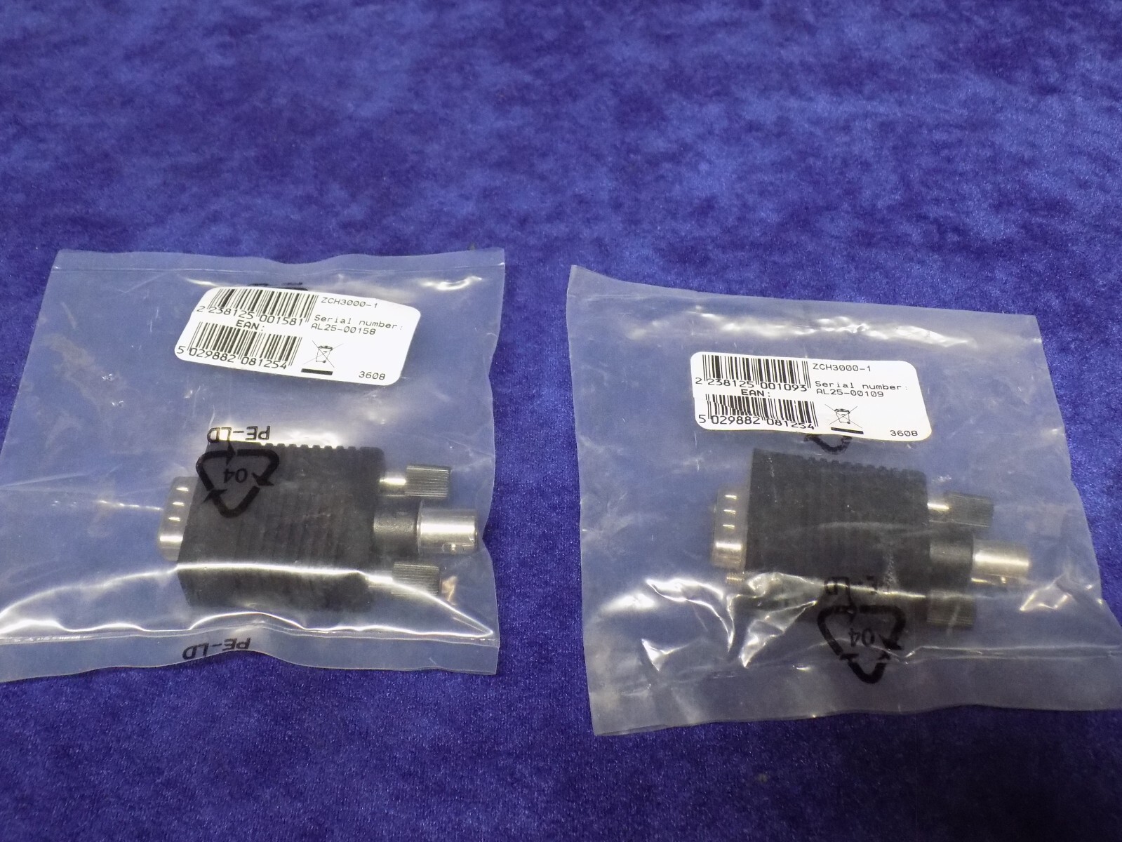 LOT OF 2 NEW ZCH3000-1 BNC TO HD-15 ADAPTER