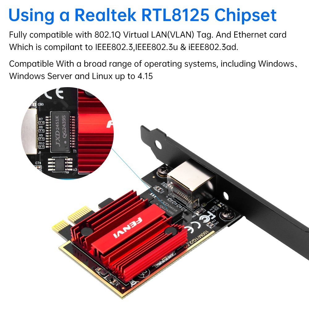 2.5gb Network Card PCIe Ethernet Network Adapter to 2.5 Gigabit RJ45 LAN Card