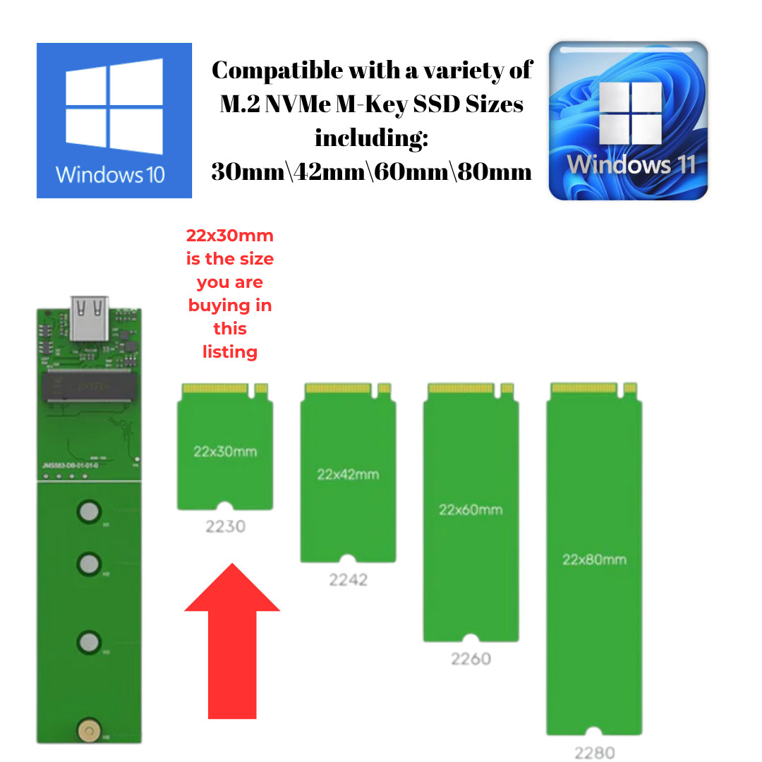 M.2 SSD 256GB NVME with Windows 11 or 10 UEFI 64 Installed 2230 PRO