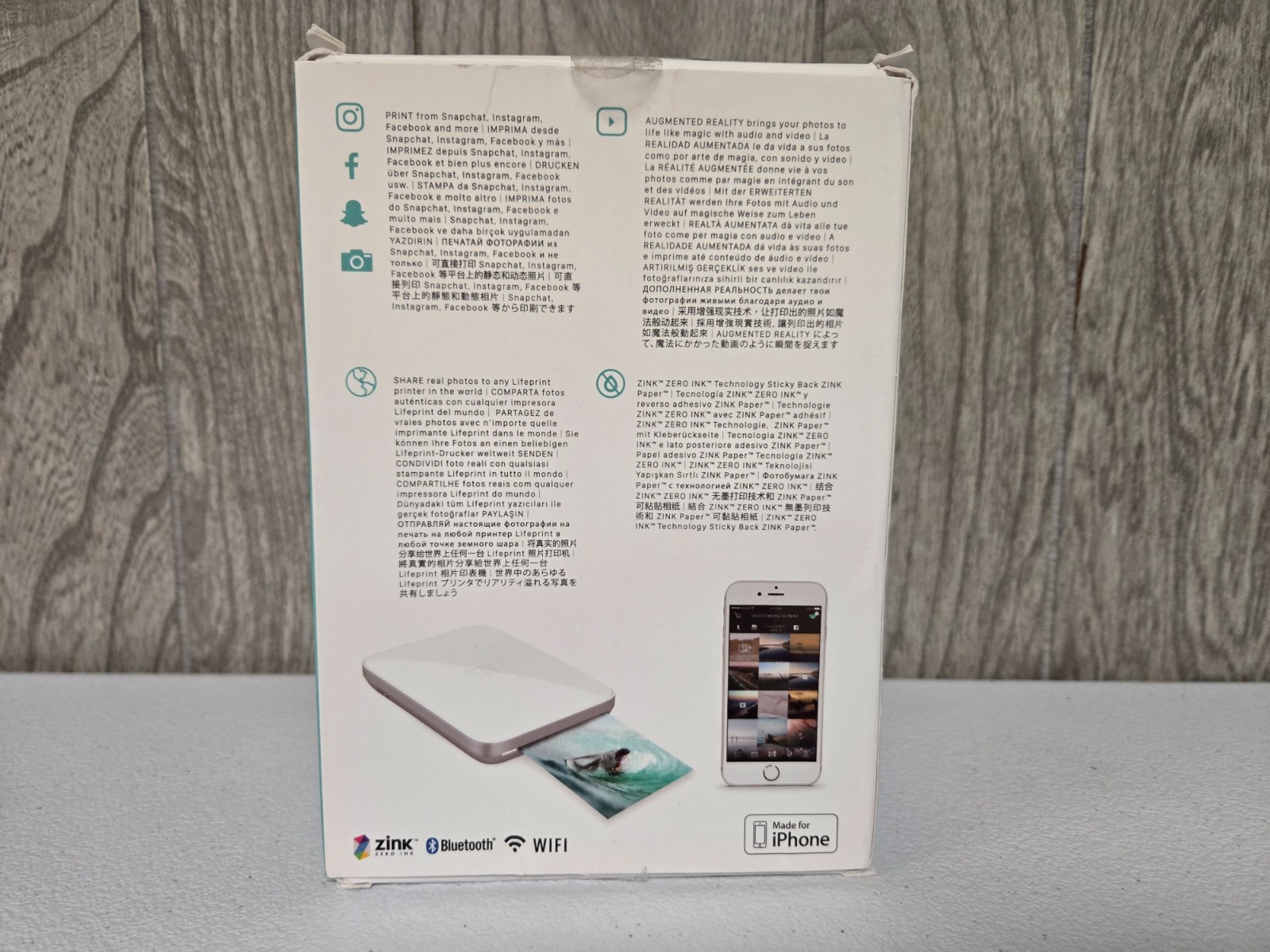 Lifeprint Ultra-Slim Photo & Video for iPhone Printer Bluetooth Portable 3×4.5in