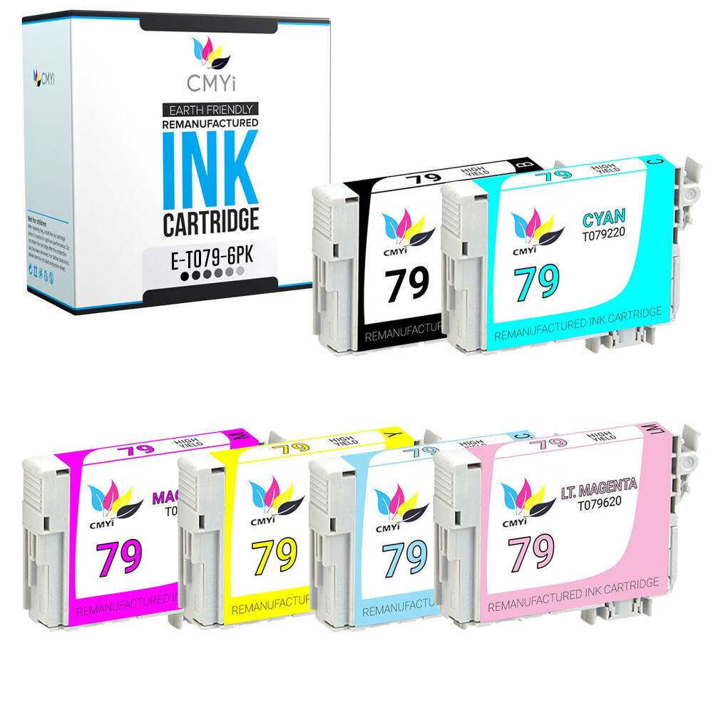 T079 Black Color Ink Cartridges for Epson 79 Fits Artisan 1430 Stylus Photo 1400