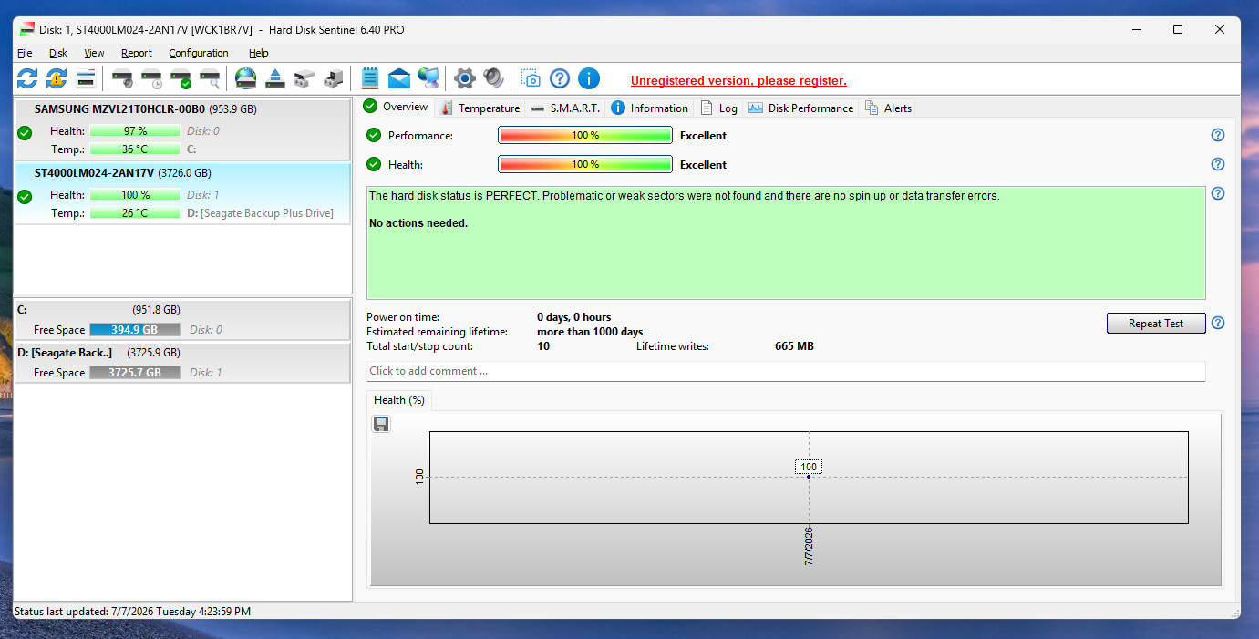 4TB SATA 2.5″ SEAGATE ST4000LM024 sn: WCK 1BR7V *** ZERO HOURS ***