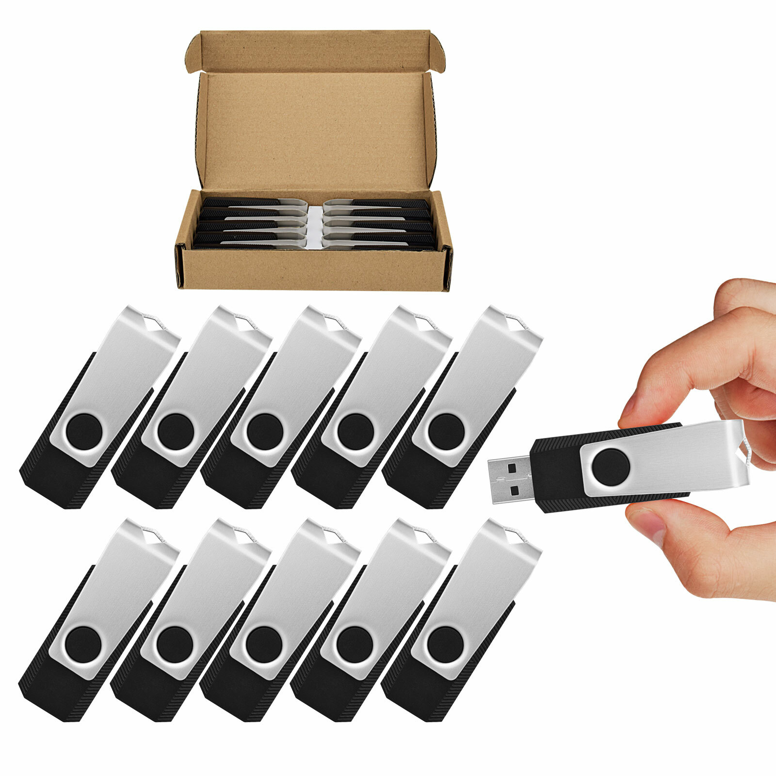 Wholesale Sale 10/ 30/ 50/100pcs 256MB Metal Swivel USB Flash Drive Memory Stick