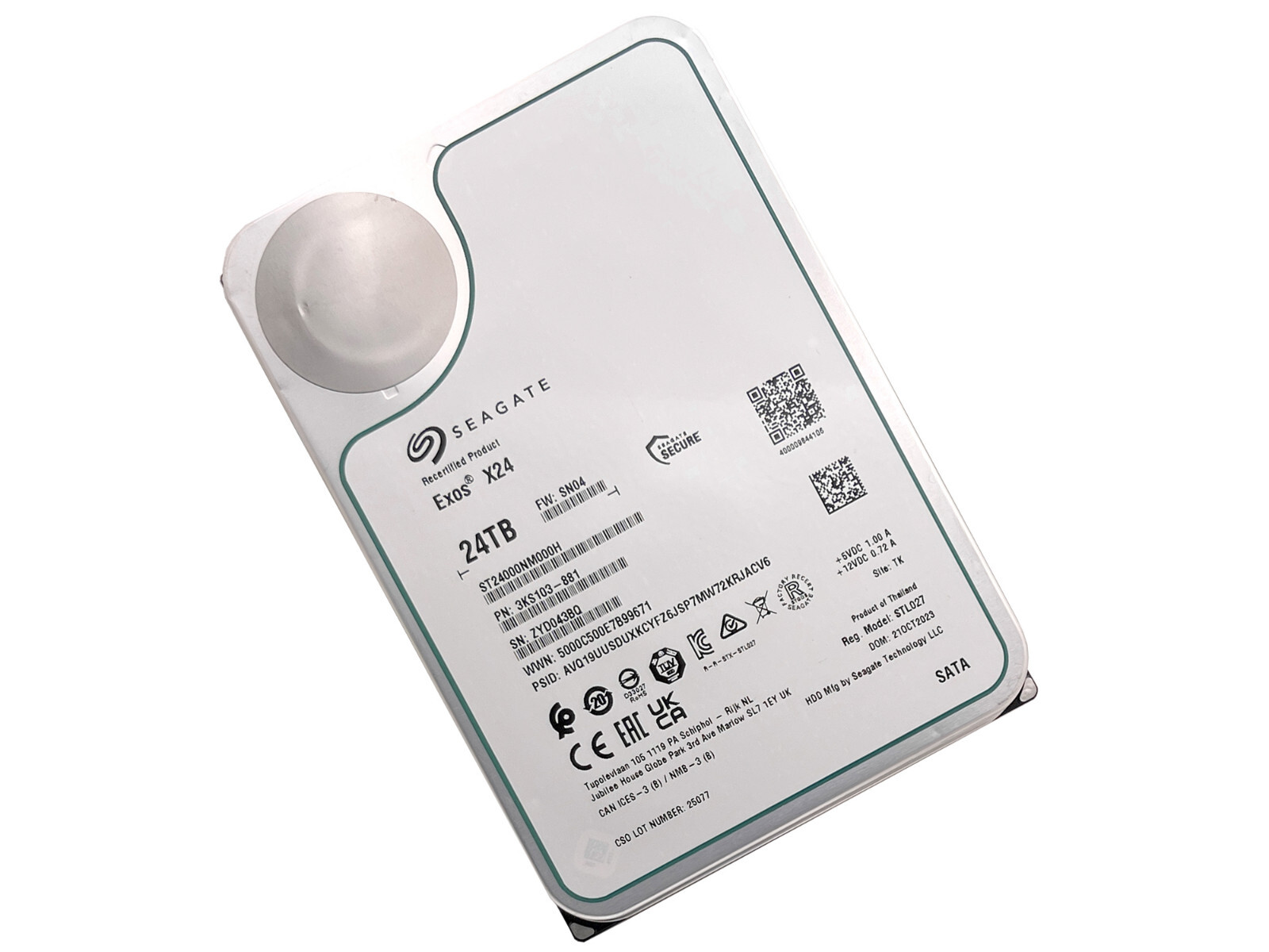 Seagate Exos X24 ST24000NM000H 24TB CMR 7200RPM SATA 6.0Gb/s 3.5″ Enterprise HDD
