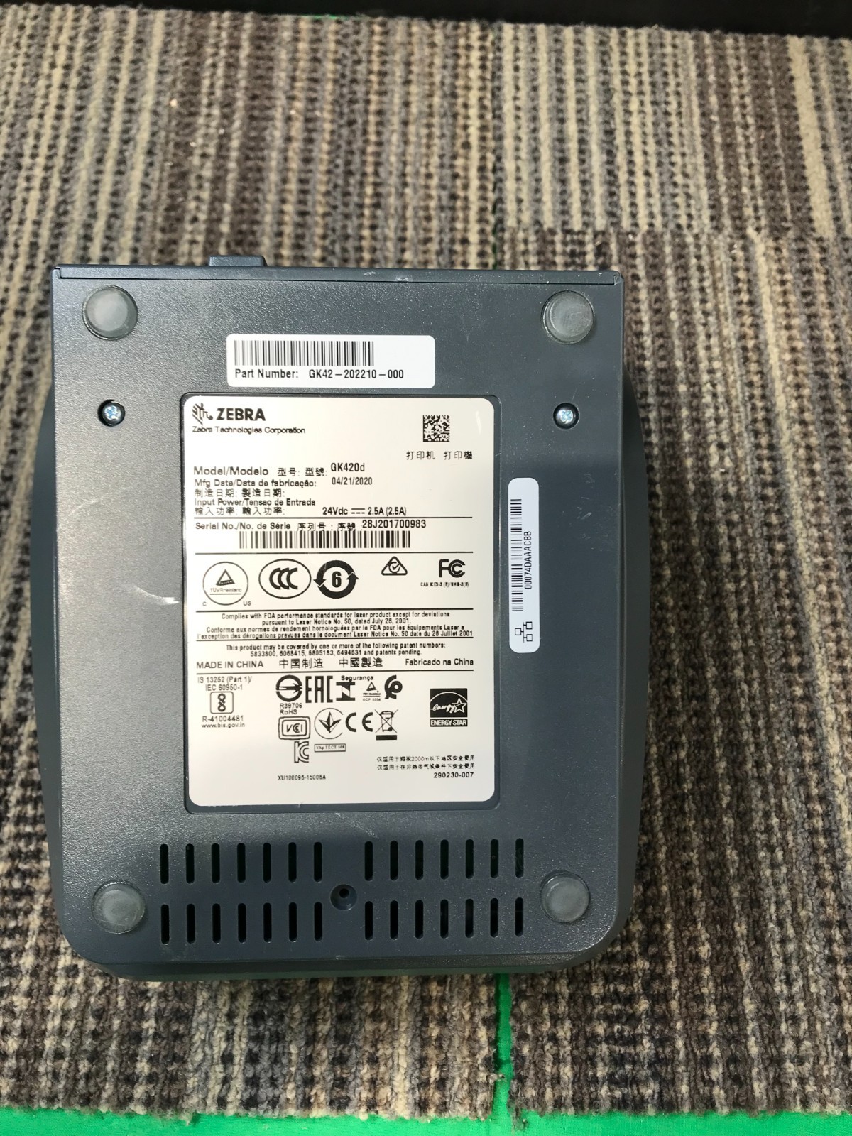 Zebra GK420D Thermal LABEL Printer /NO AC ADAPTER